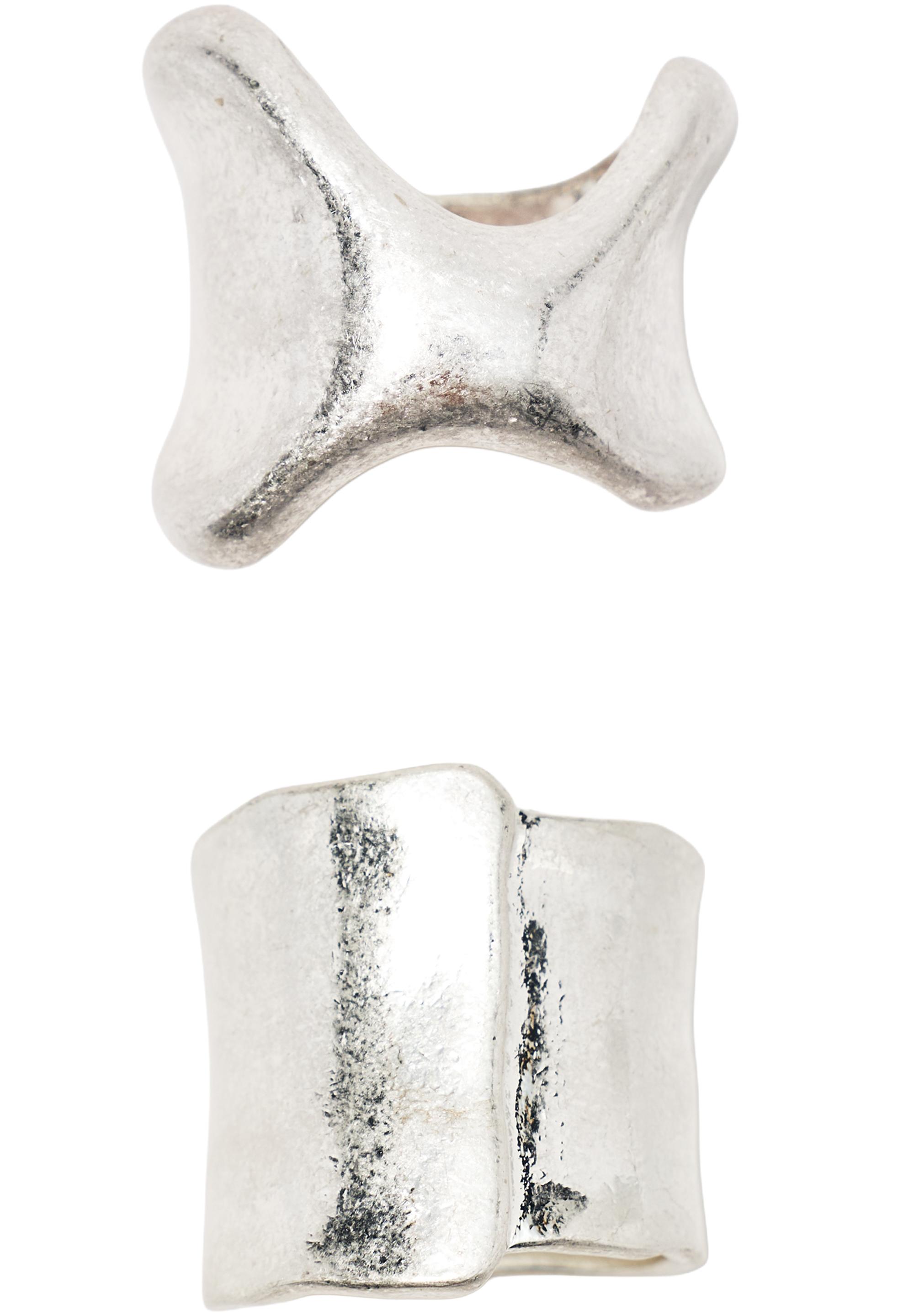 Pack of 2 irregular rings — Silver