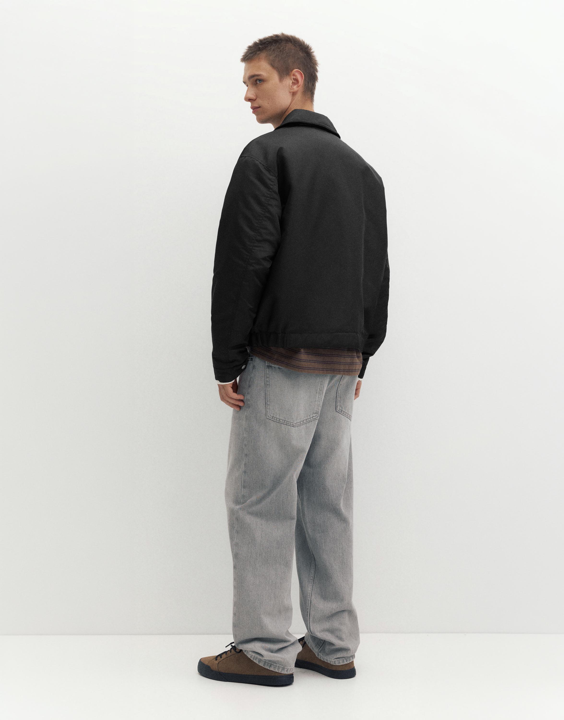 Shirt collar bomber jacket — Black