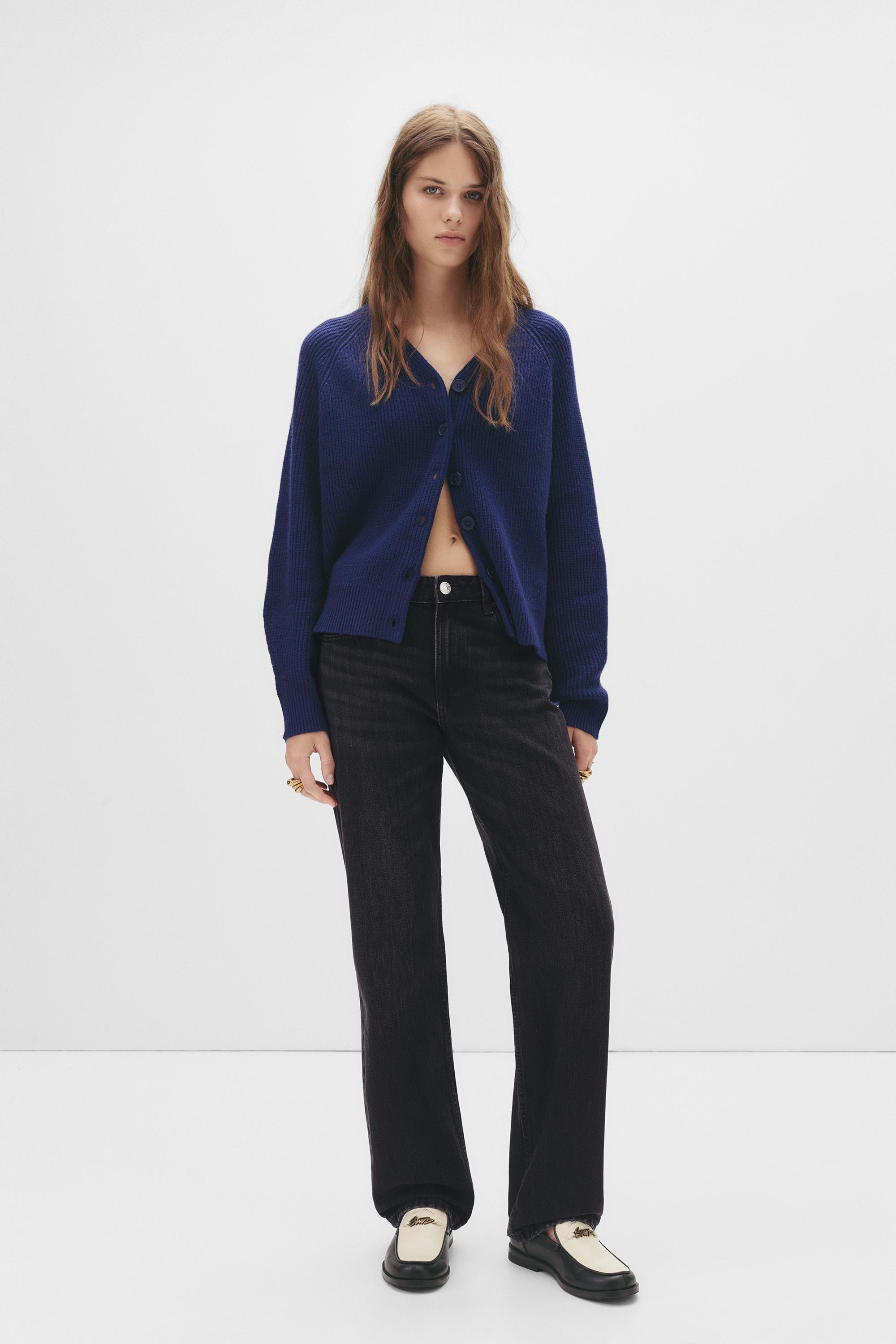 Mid-waist straight-leg jeans — Charcoal