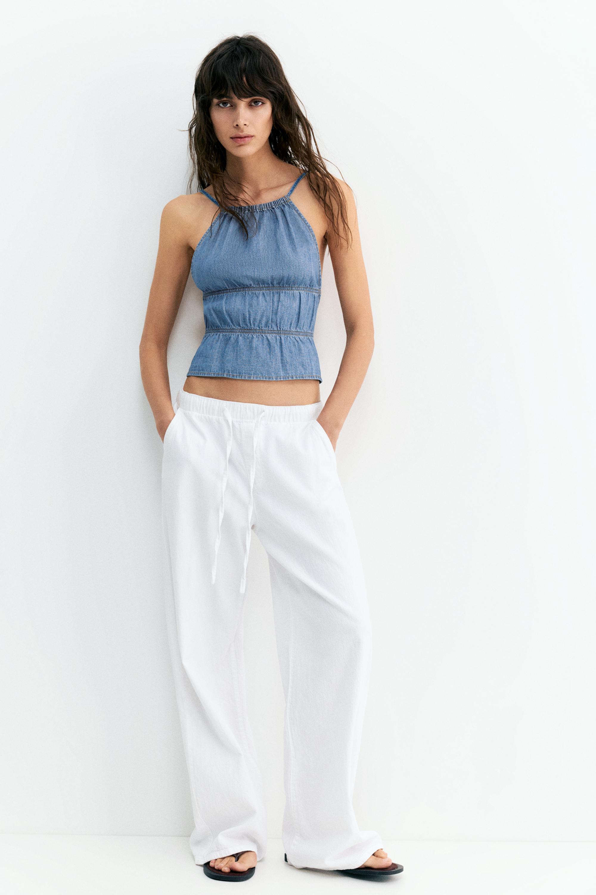 Open back denim top — Pale blue