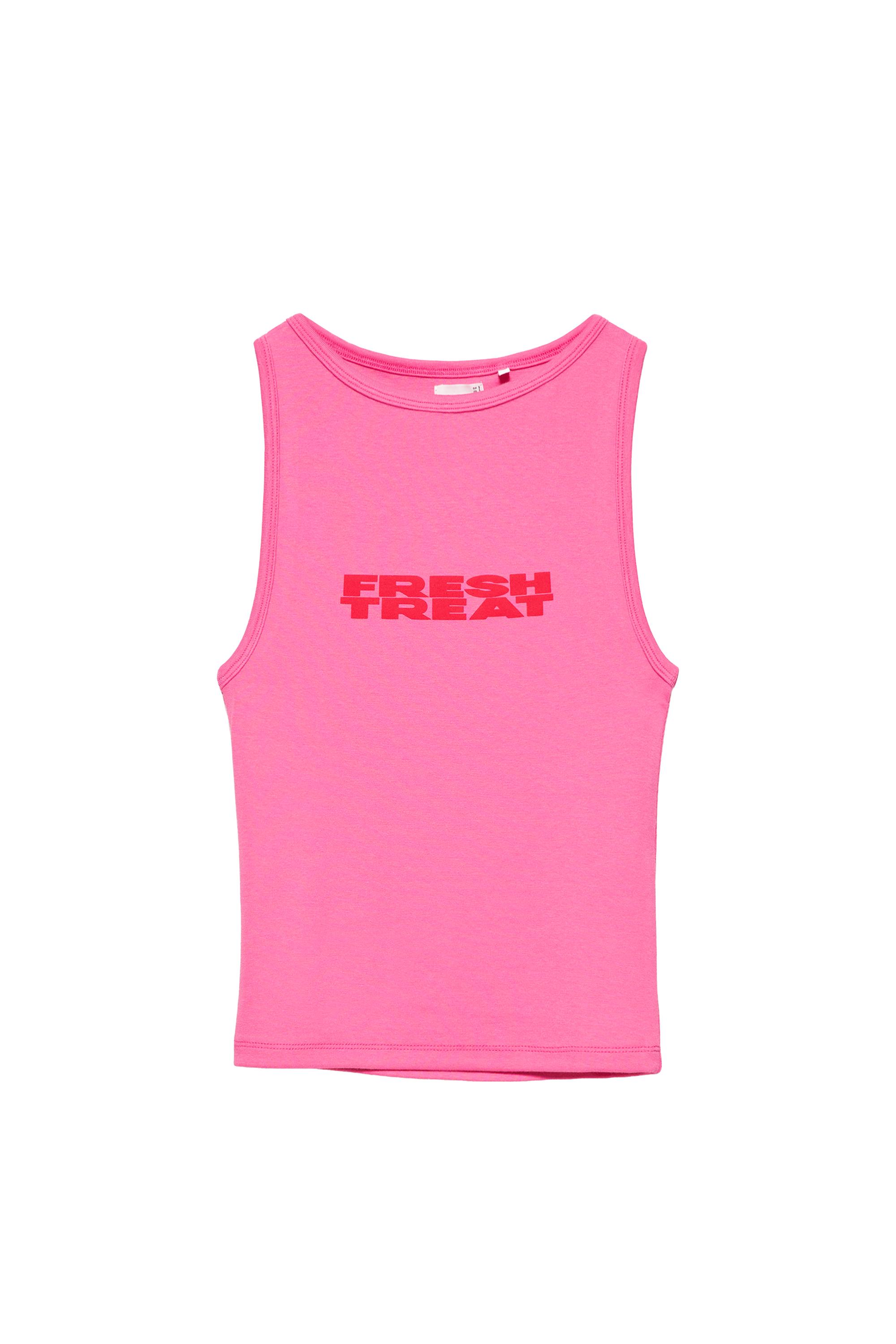 Pull&Bear Grafik baskılı pembe atlet görsel 4