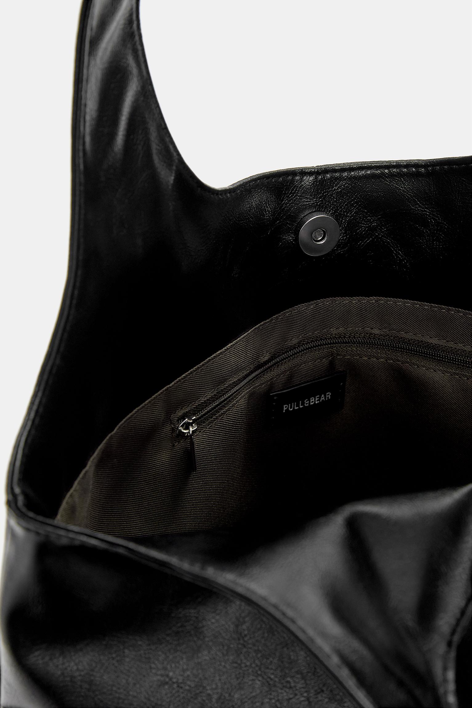 Faux leather shopper bag — Black