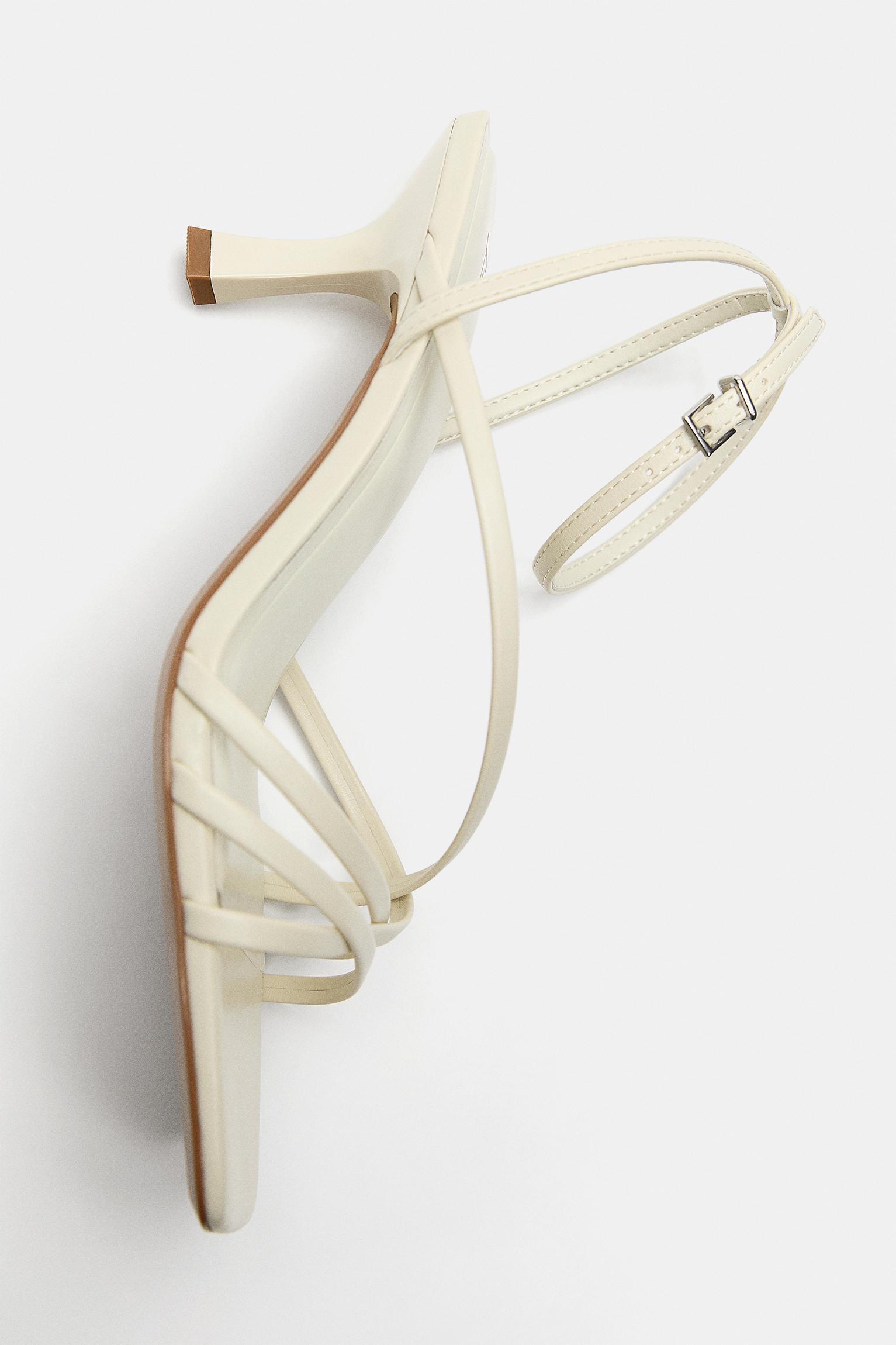Strappy high-heel sandals — Ecru