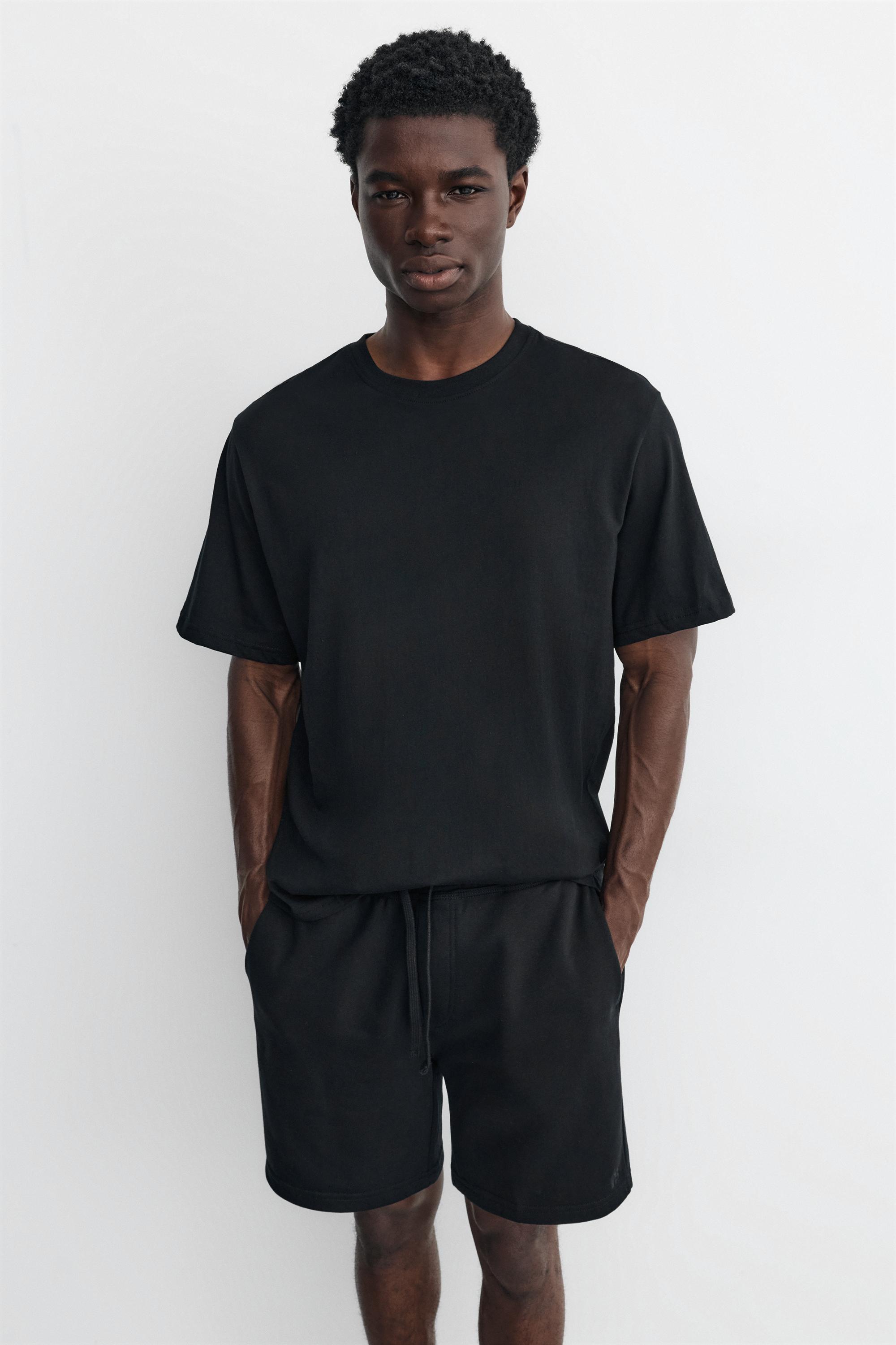 Pack of Bermuda jogger shorts and T-shirt — Black
