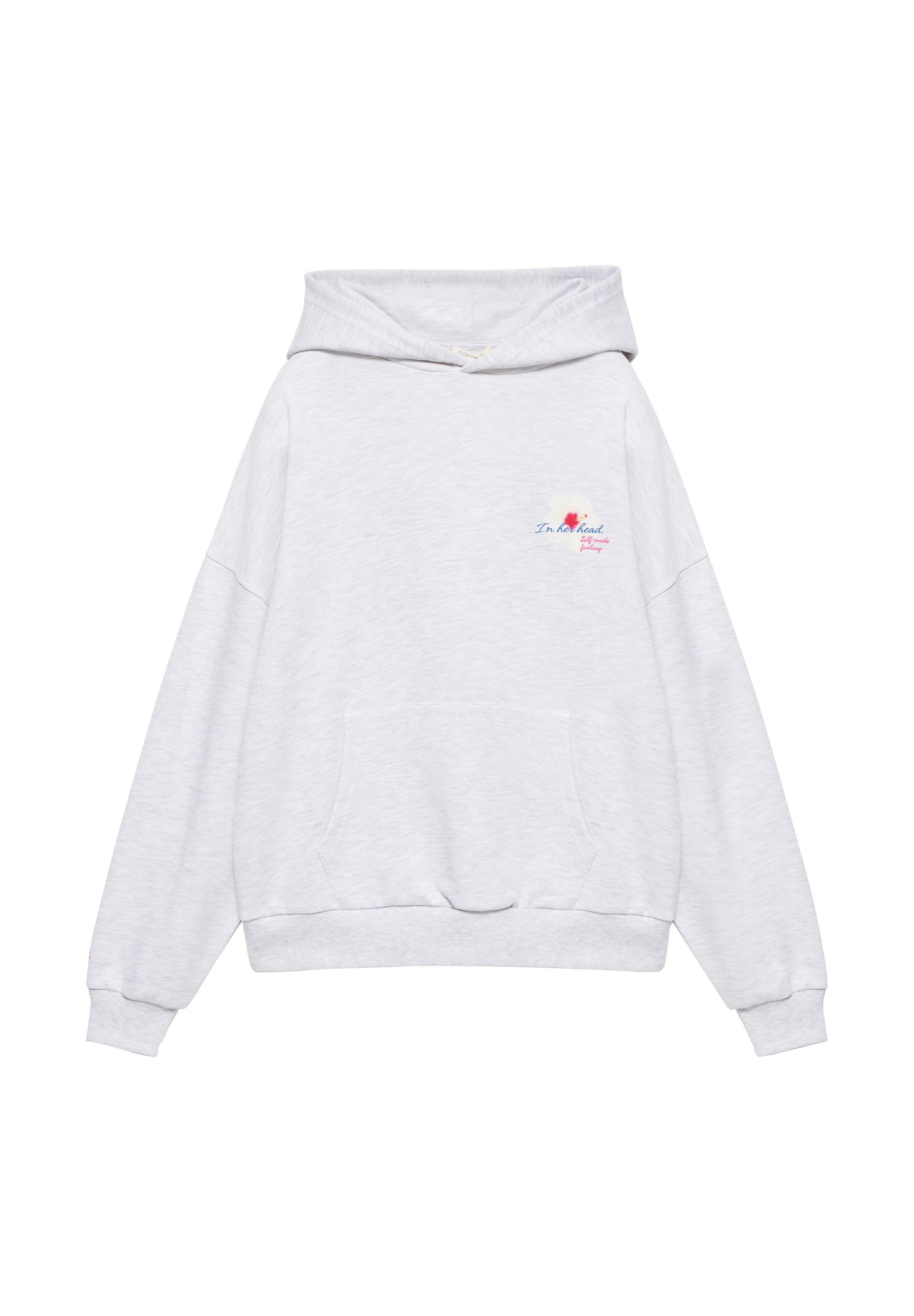 Flower graphic hoodie — Grey marl