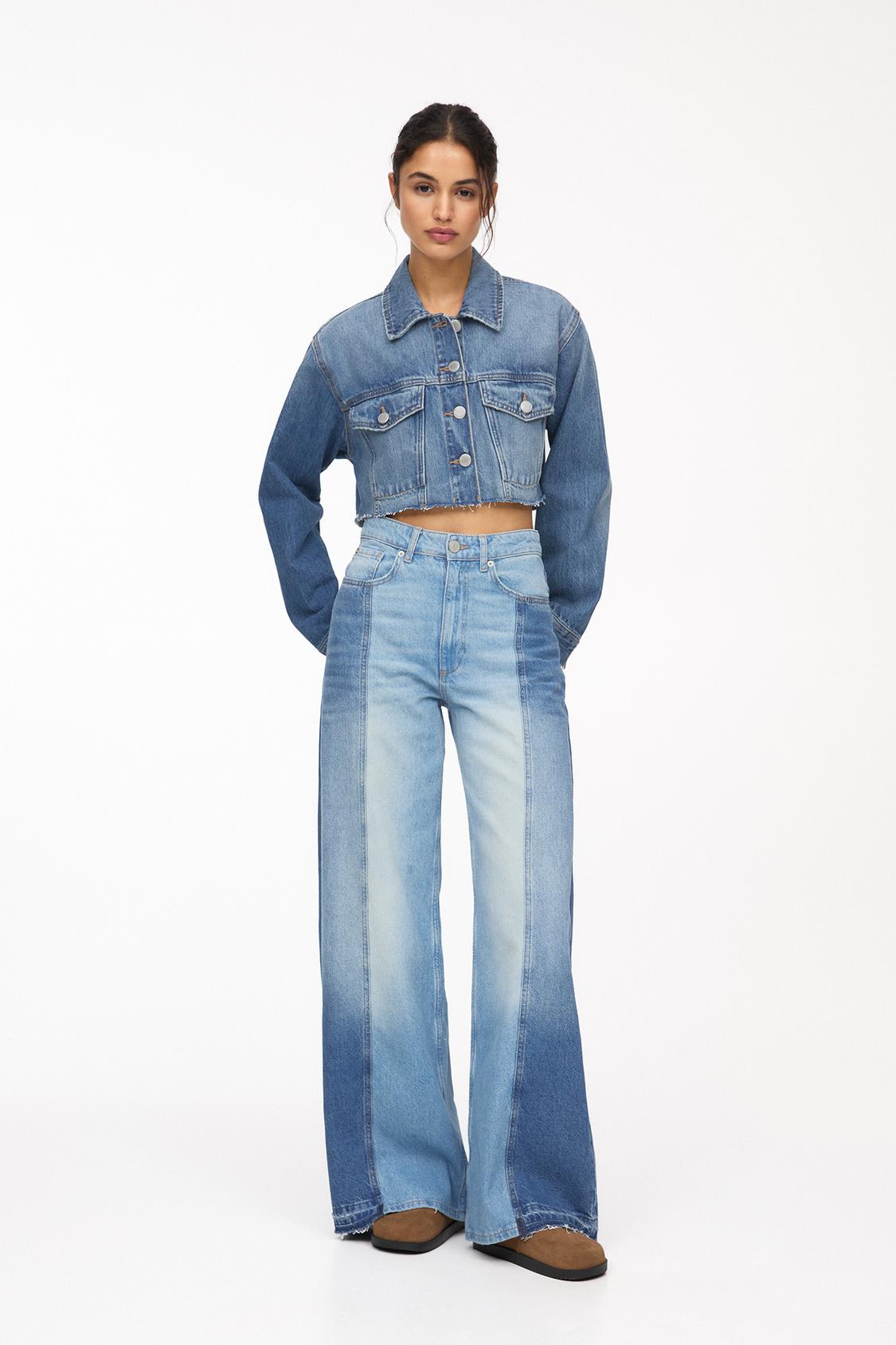 Wide-leg patchwork jeans PULL&BEAR