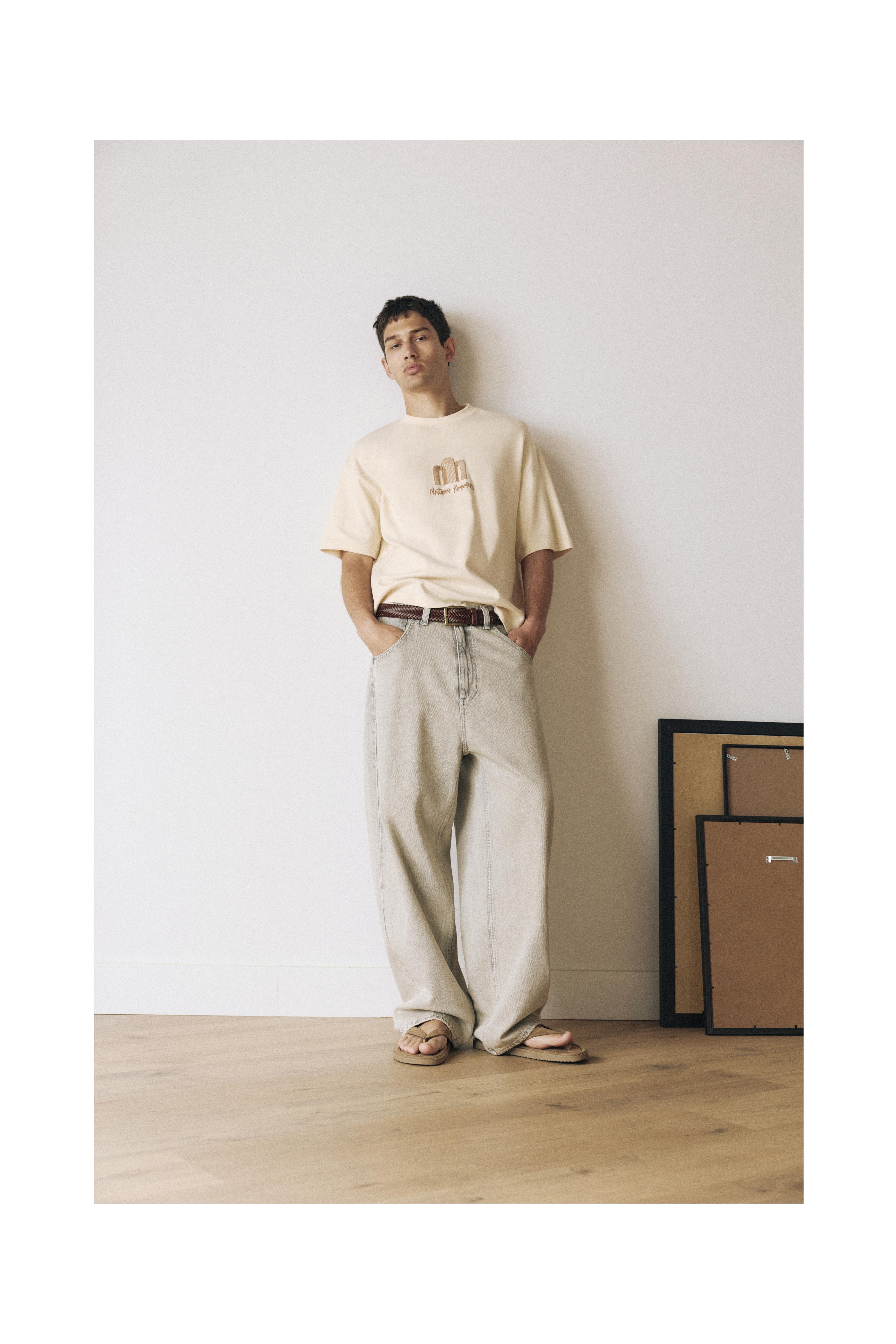Short sleeve graphic sweatshirt — Sand