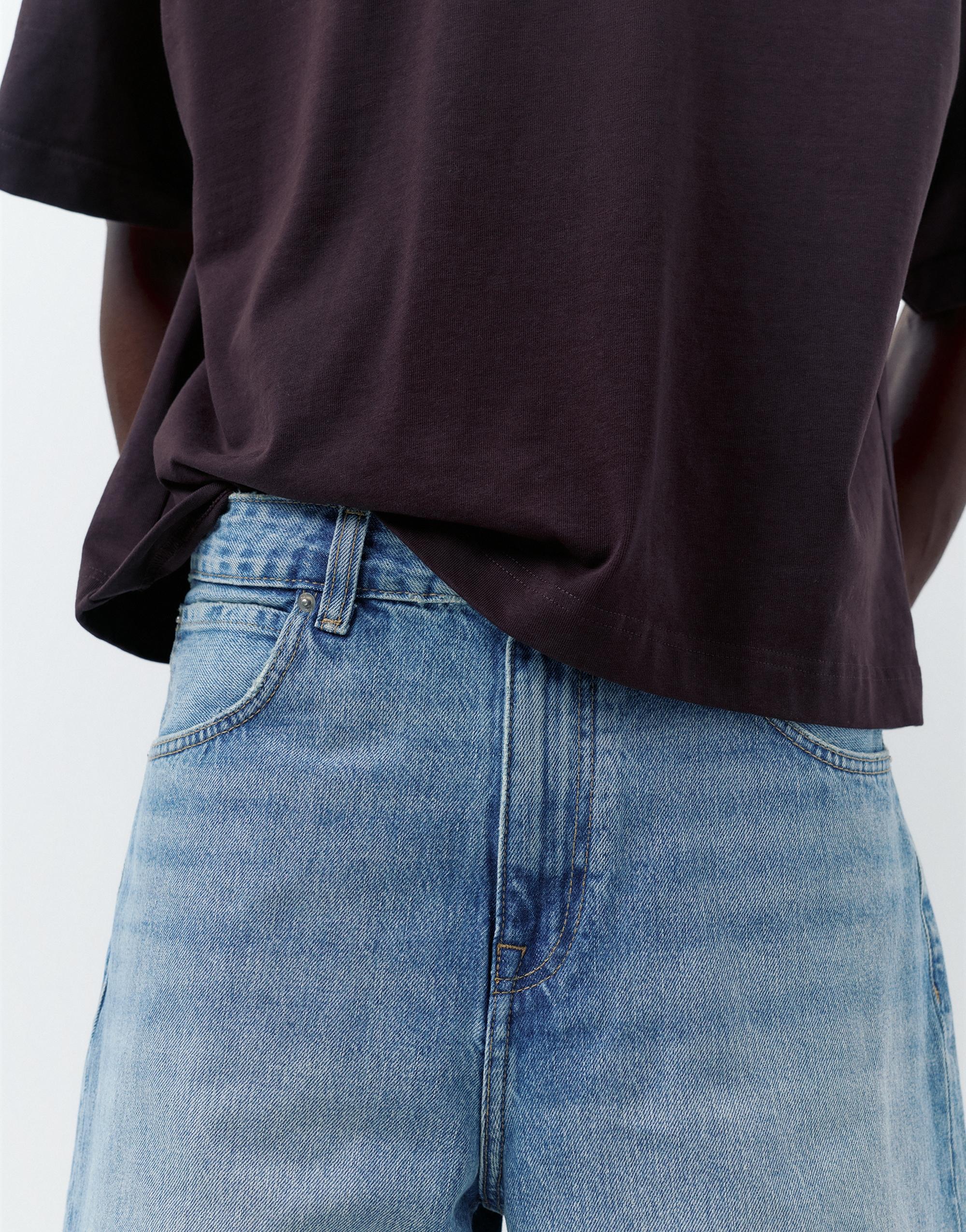 Baggy relaxed fit denim Bermuda shorts — Greenish blue