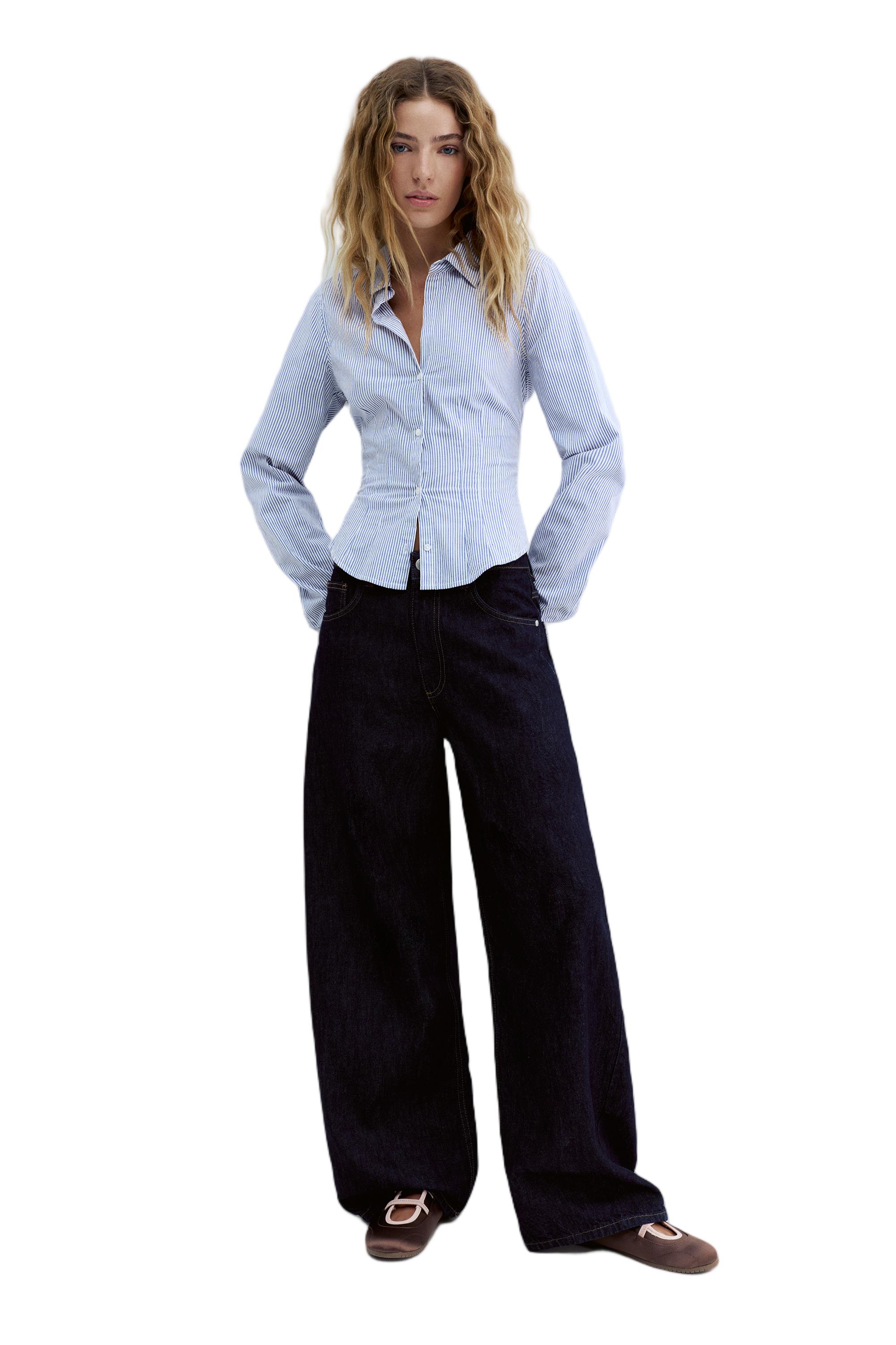 Poplin yırtmaçlı dar kesim gömlek - Görsel 89