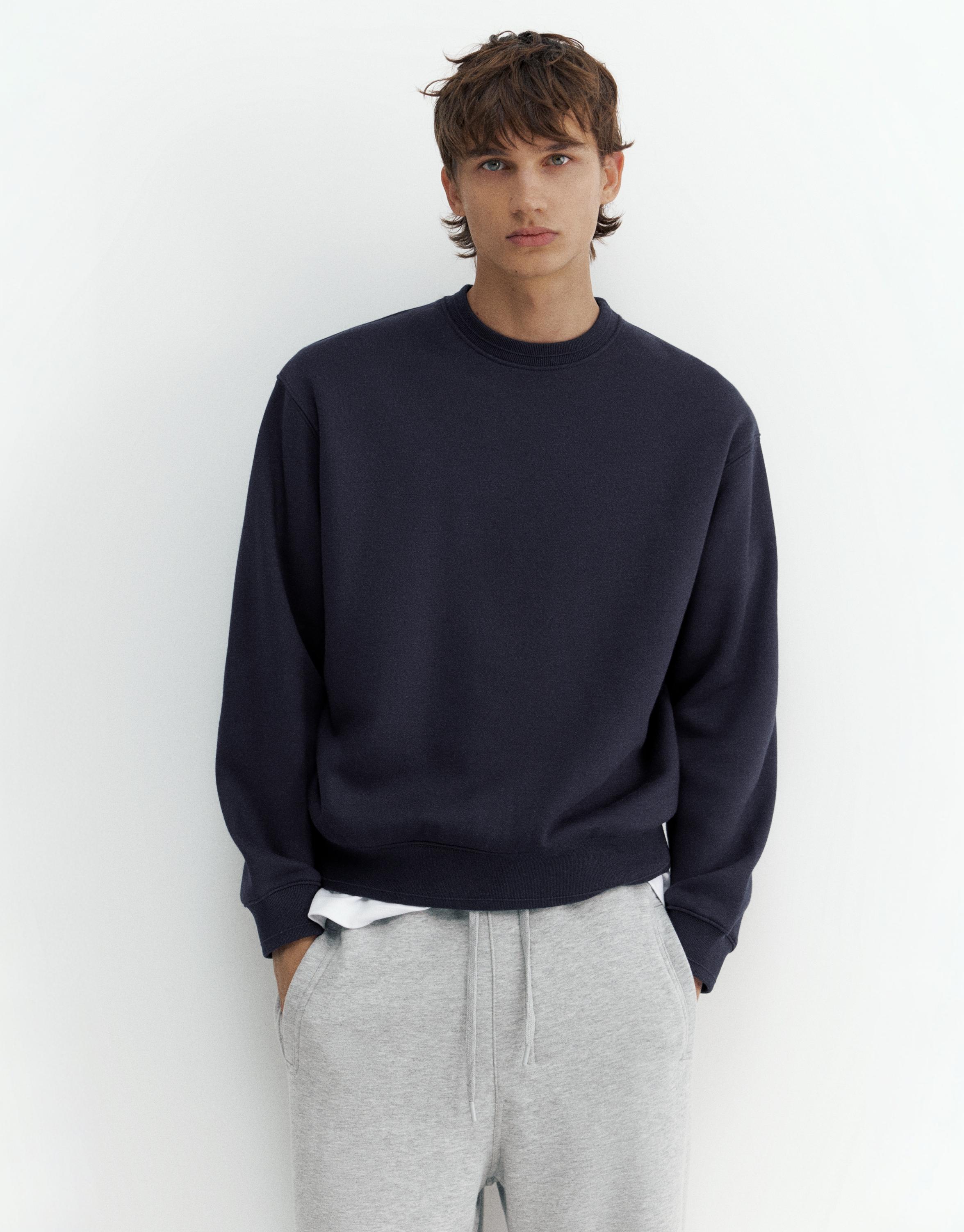 Relaxed fit round neck sweatshirt — Navy