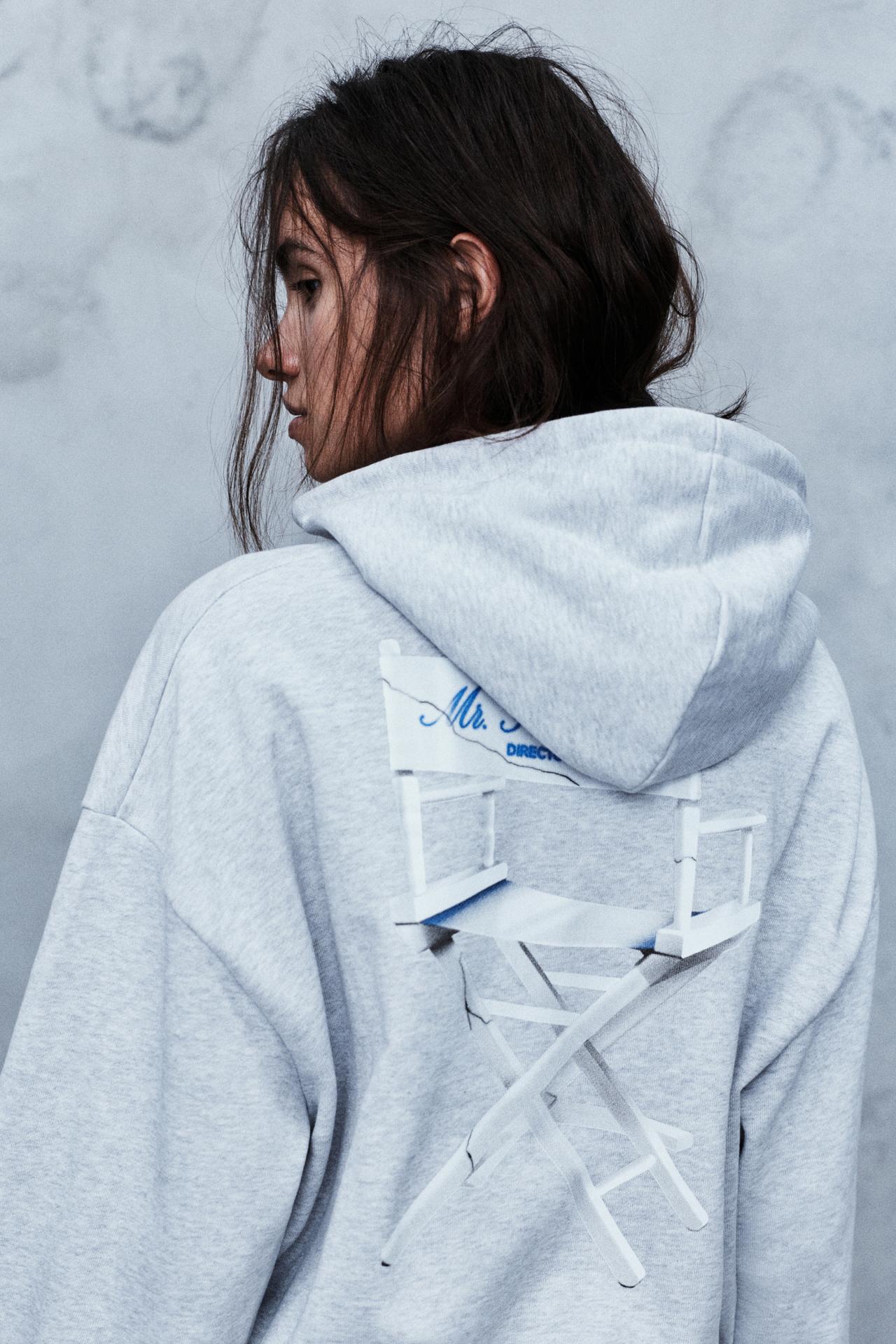 Hitchcock hood sweatshirt — Grey marl