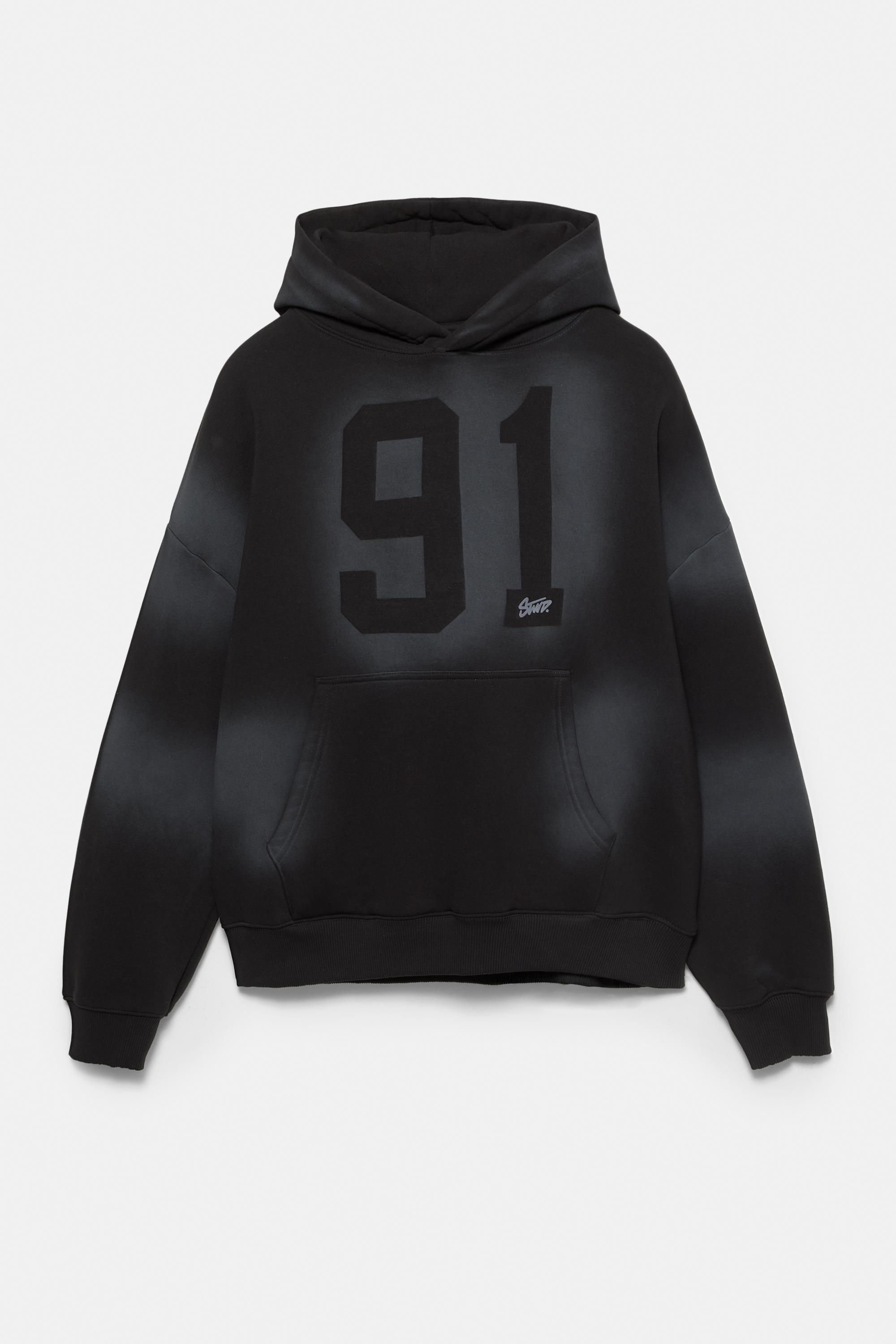 Siyah kapüşonlu sweatshirt STWD 91 - Görsel 3