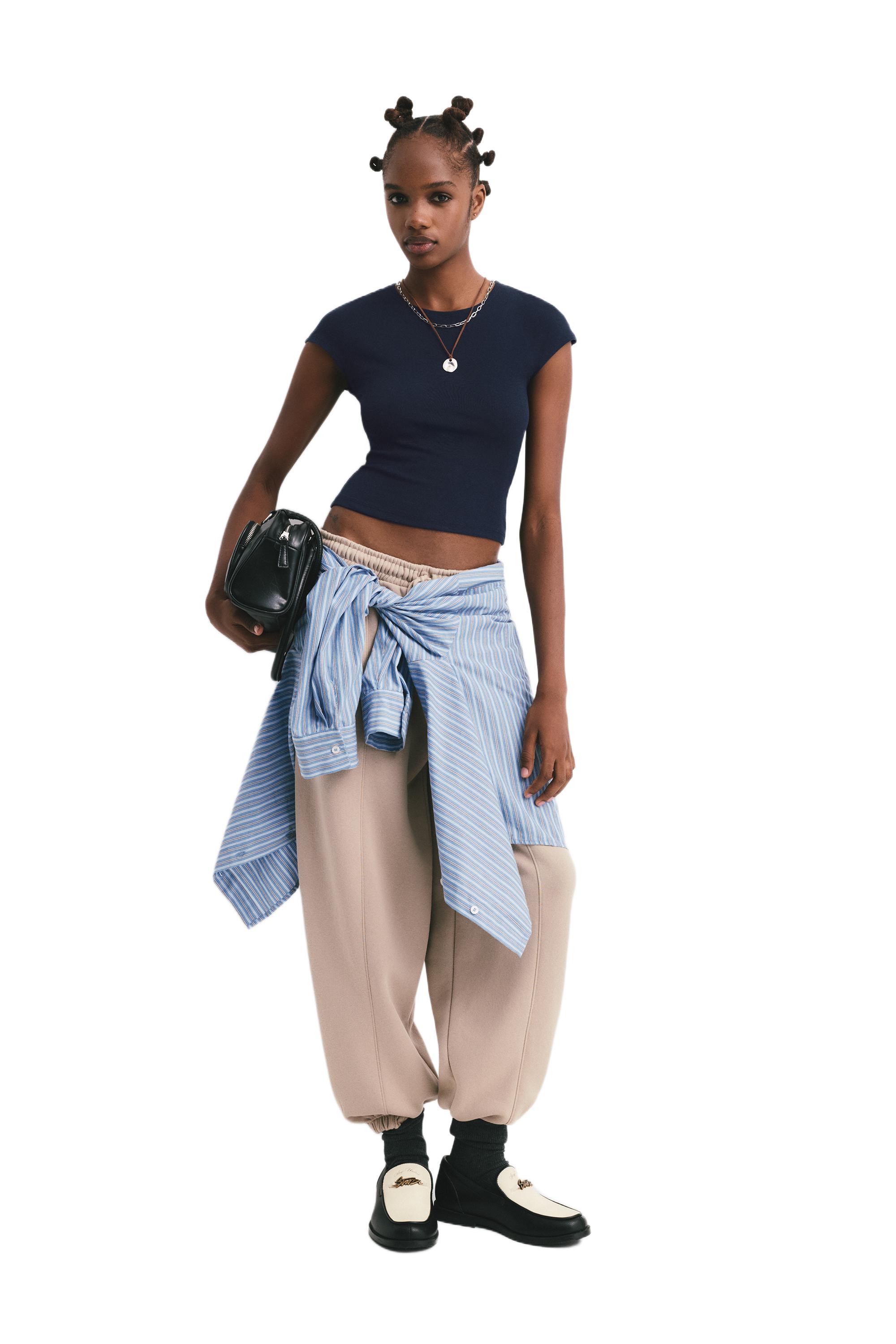 Dar Kesim Kısa Kollu Tişört - Görsel 84