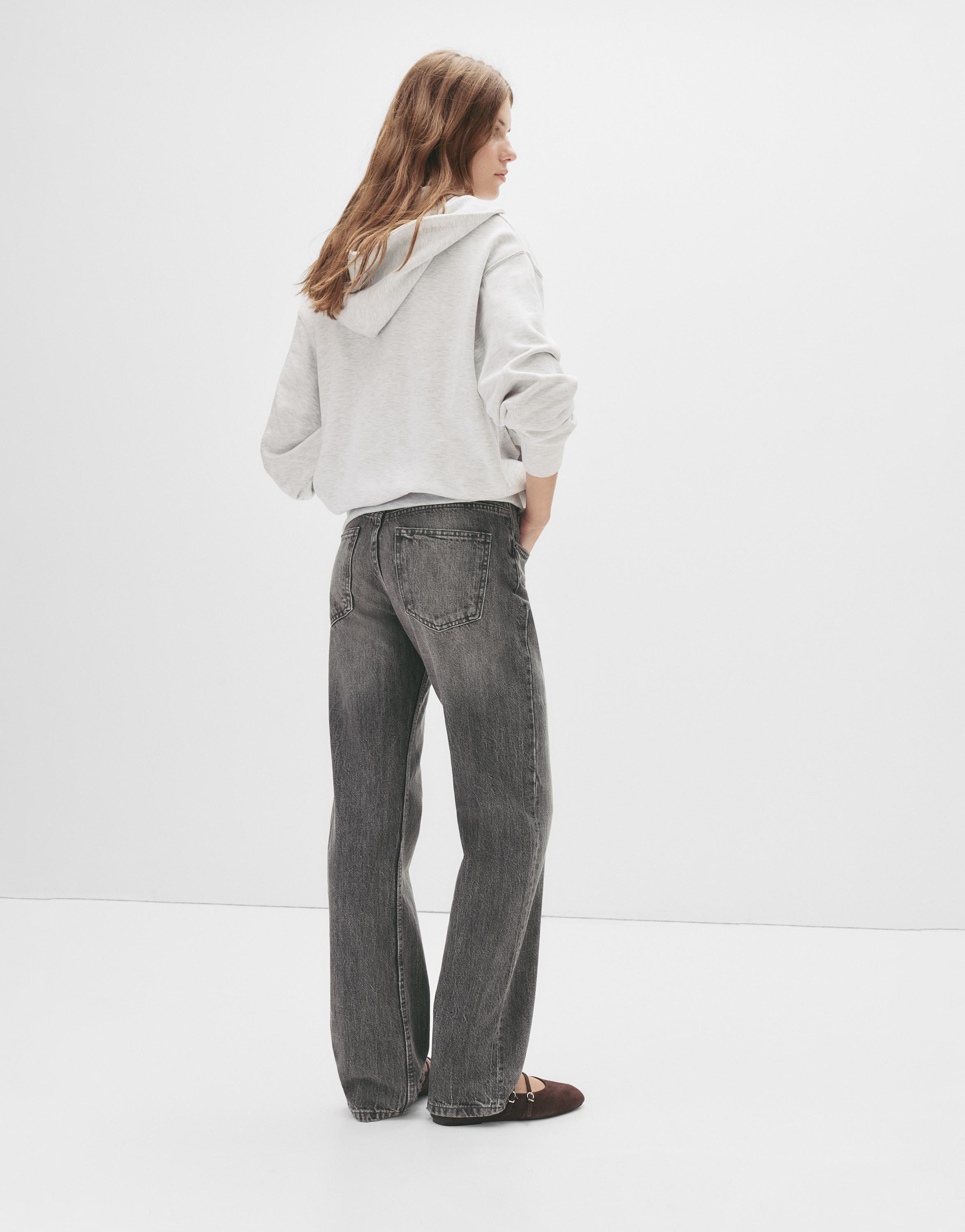 Mid-waist straight-leg jeans — Anthracite grey