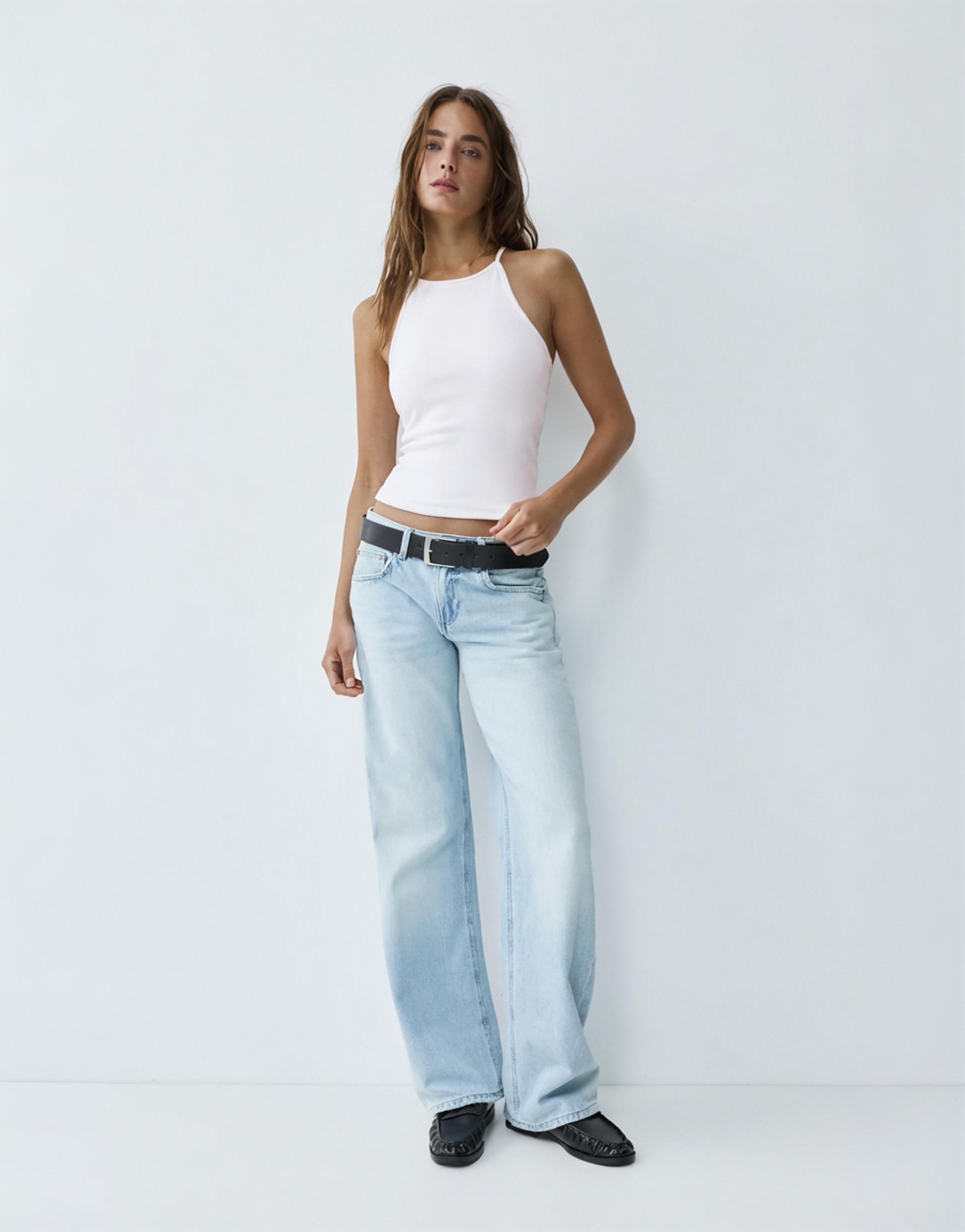 Halter-neck strappy back top — White