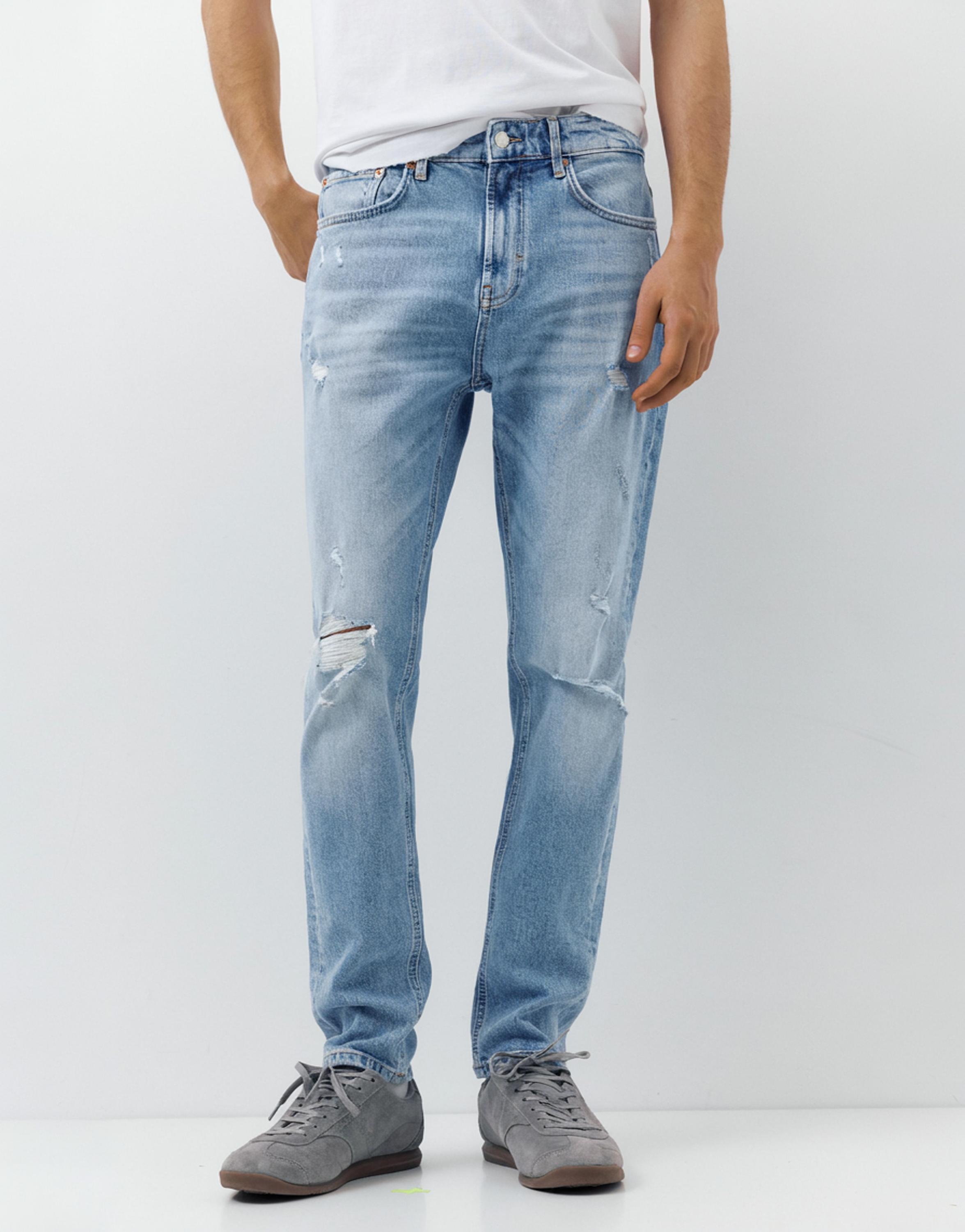 Ripped slim fit jeans — Medium blue