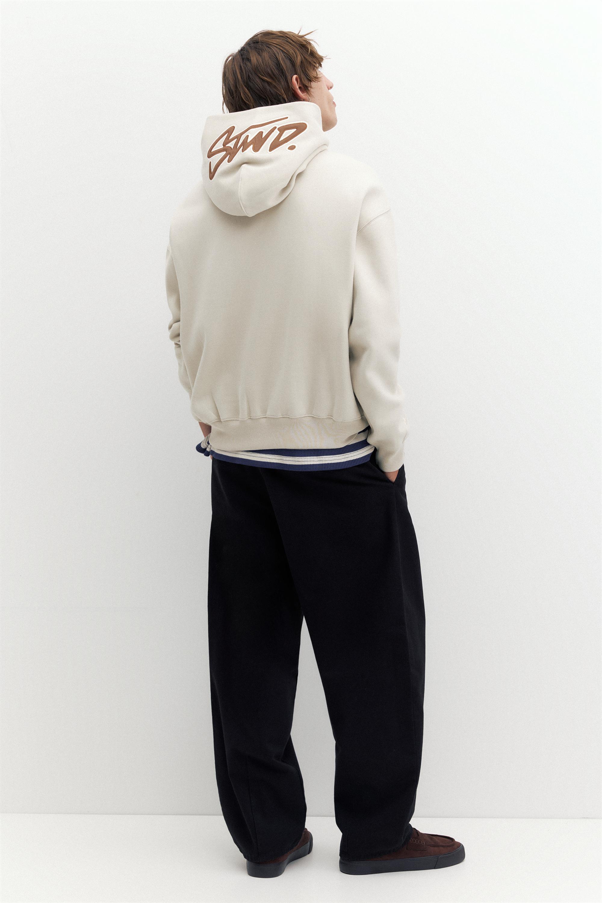 STWD boxy-fit logo hoodie — Ash