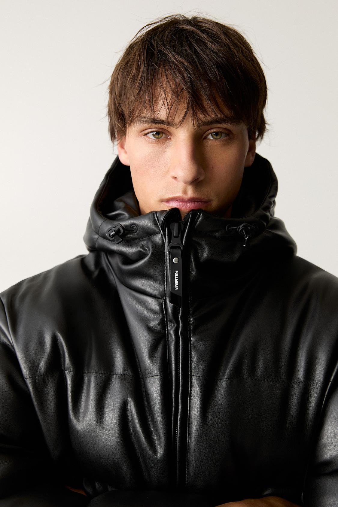 Chaqueta Acolchada Cazadora Efecto Piel Zara Hombre Chaqueta