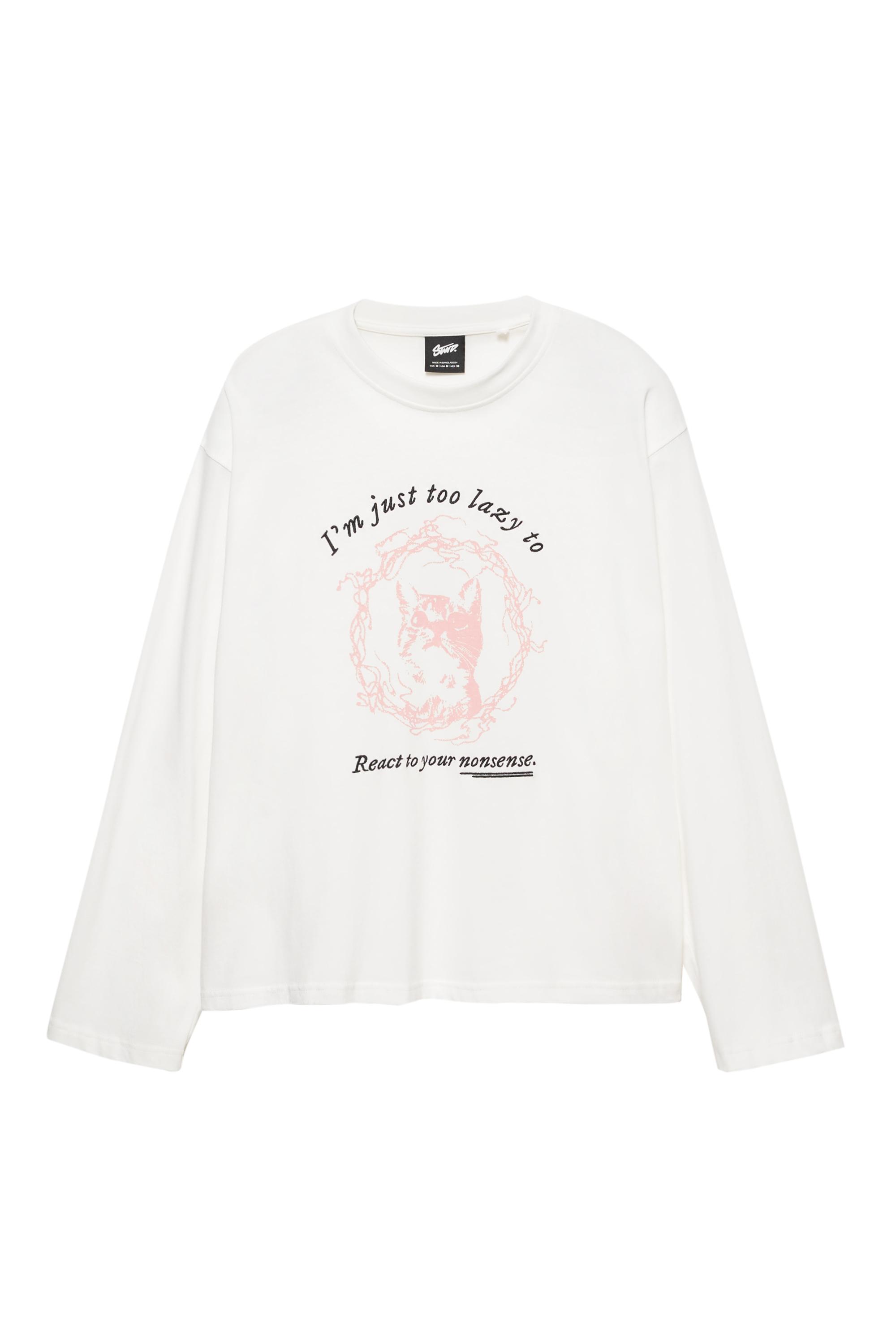 Kedi grafik baskılı t-shirt - Görsel 4