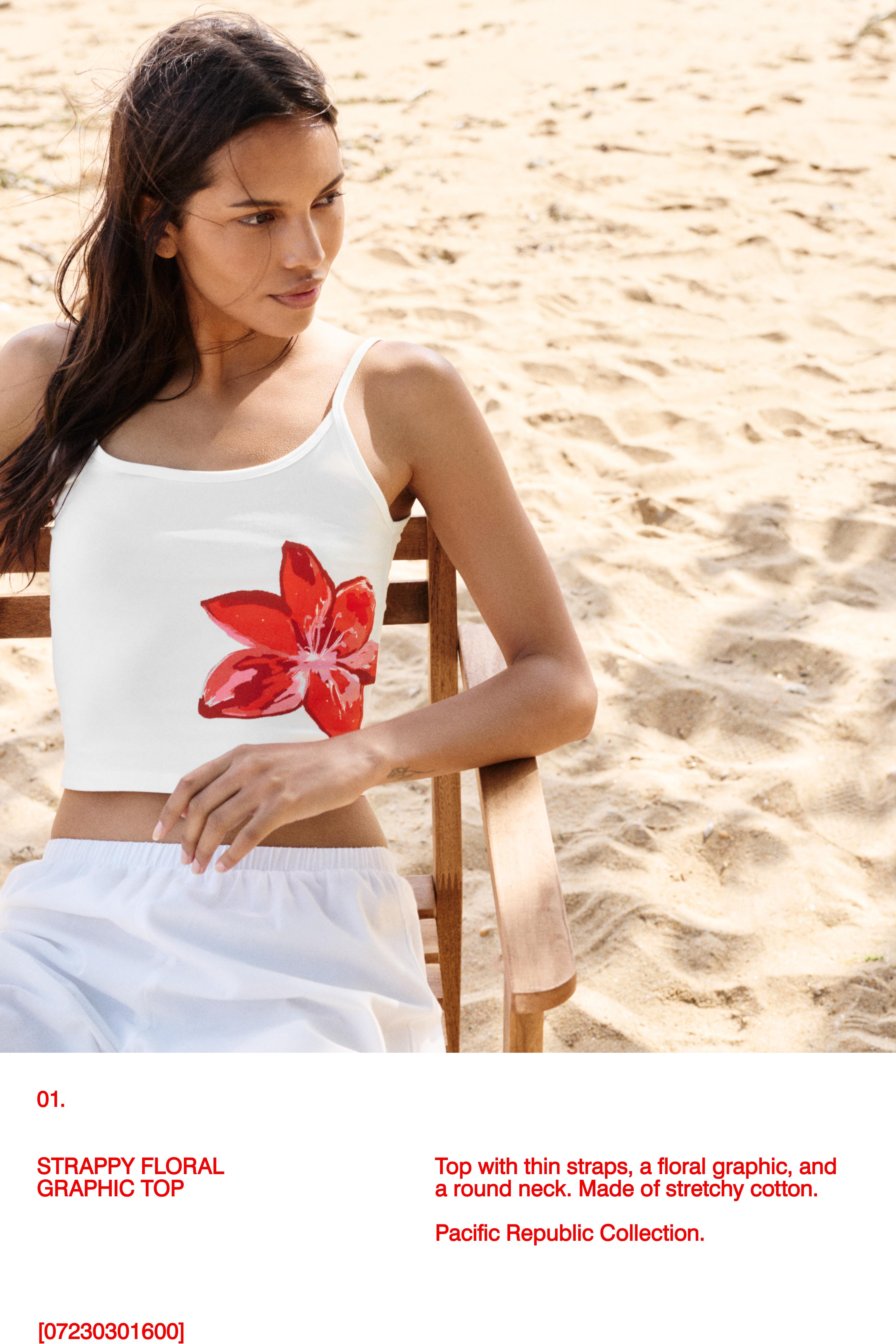 Hibiscus flower strappy top — Red