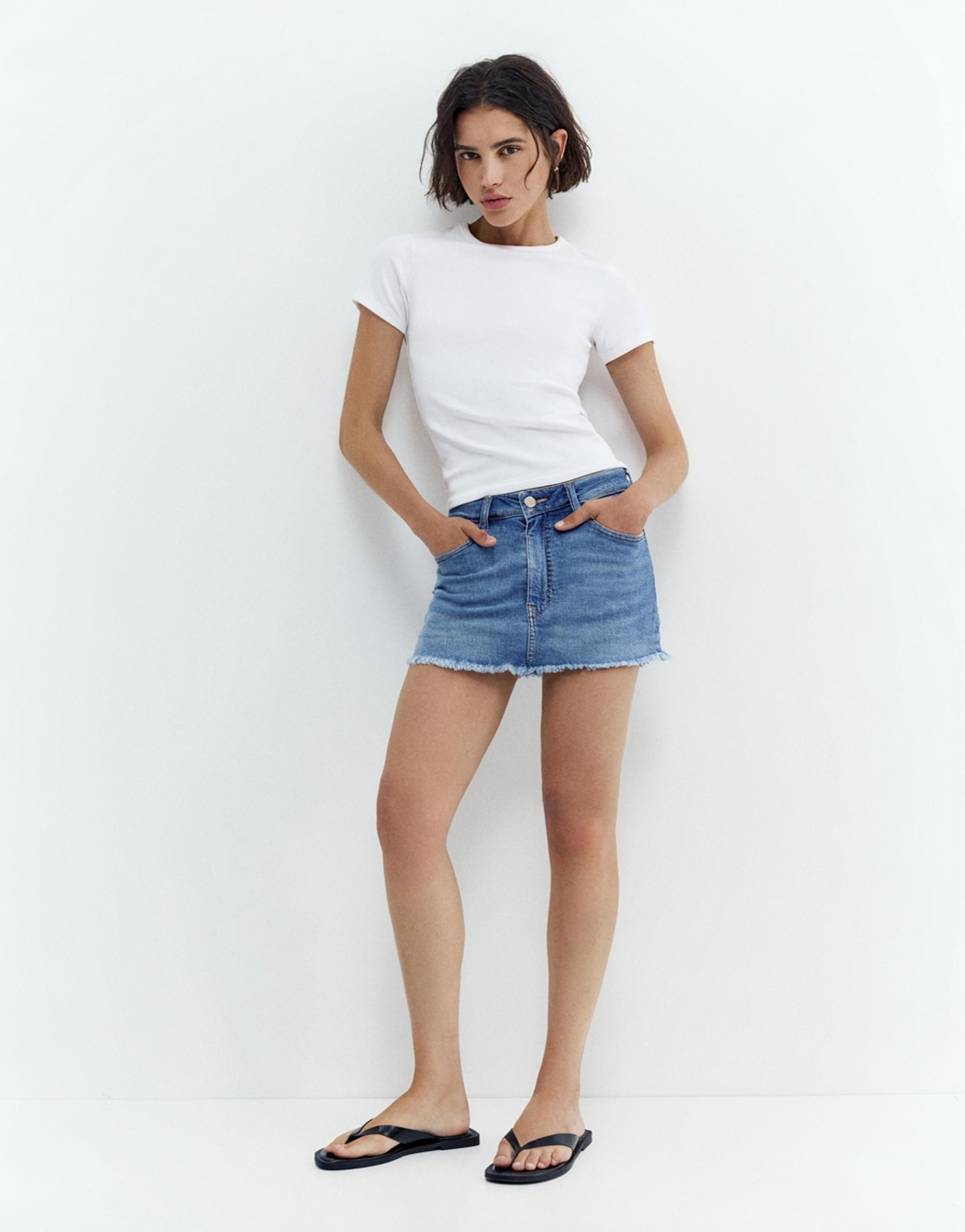 Denim skort — Medium blue