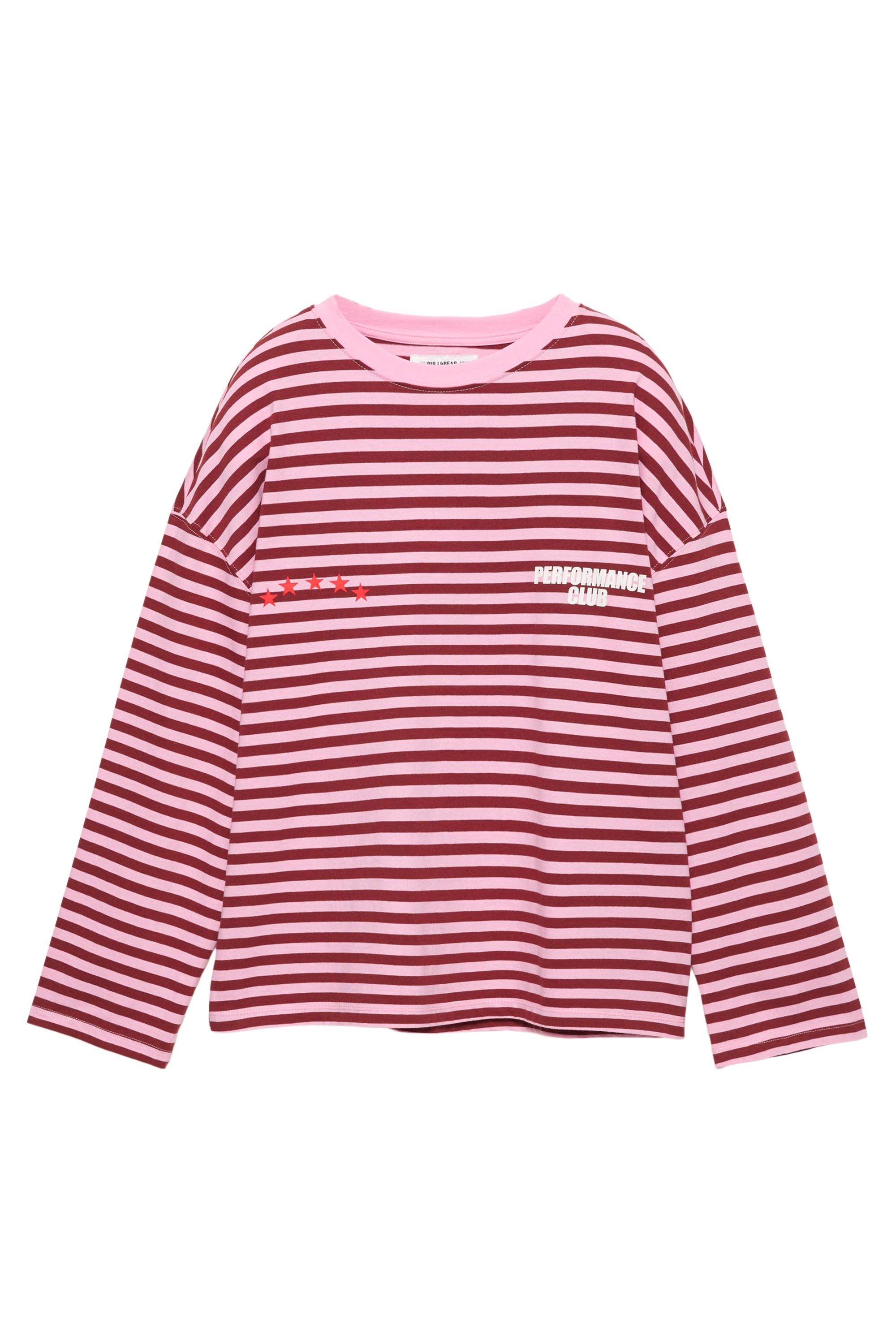 Çizgili, yıldızlı ve yazılı tişört - Görsel 4