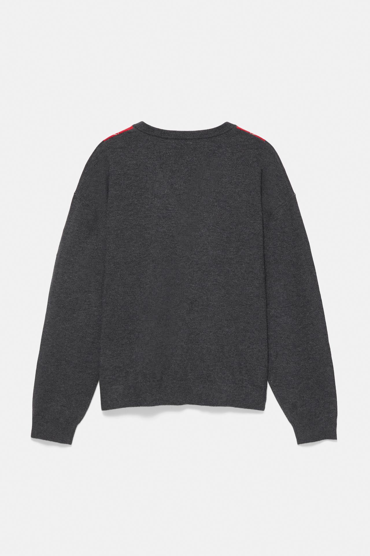 Diamond jumper with V-neck — Anthracite grey