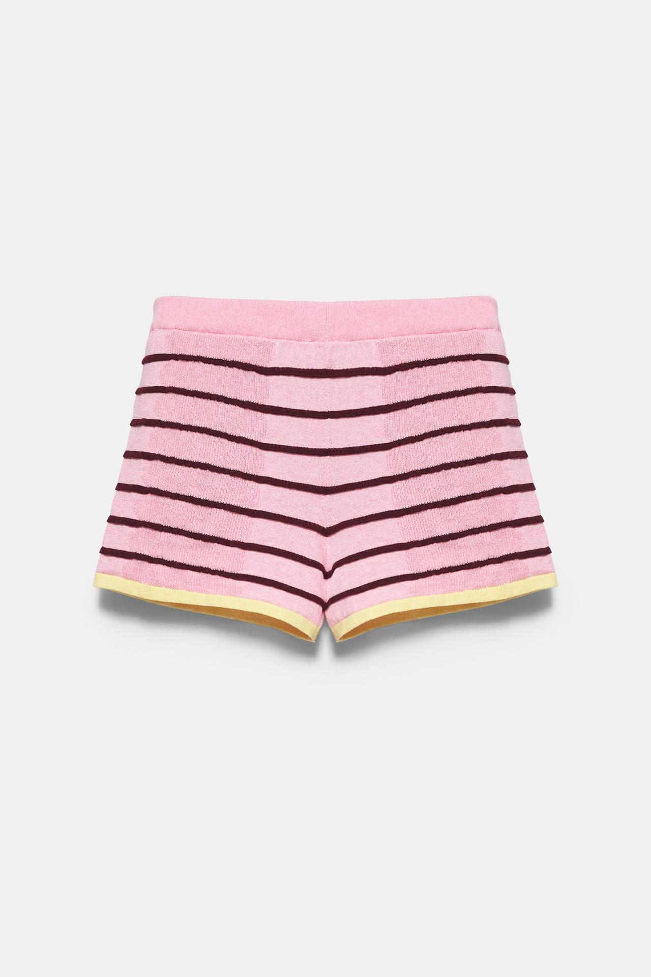 Striped knit shorts — Pink