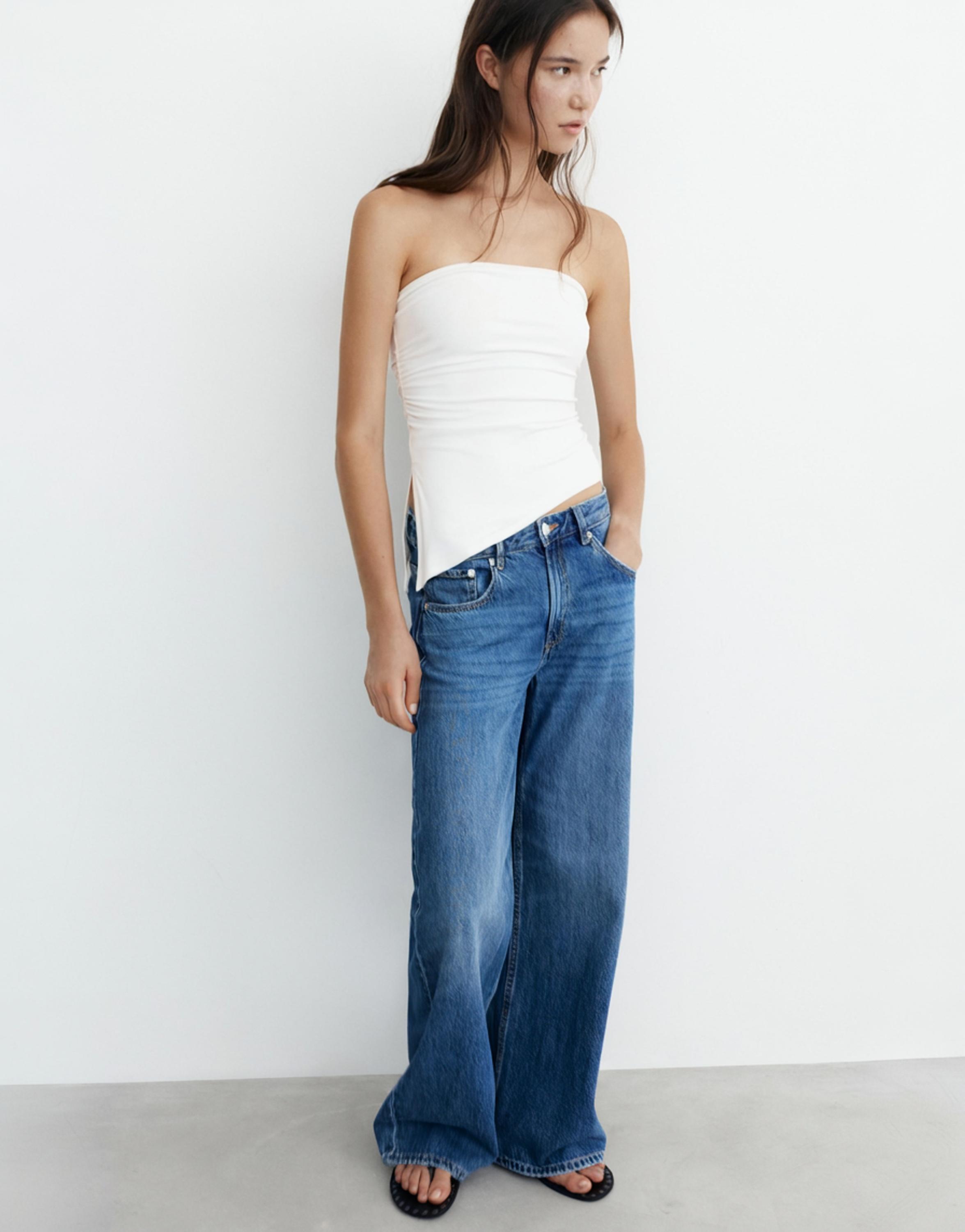 Asymmetric bandeau top — White