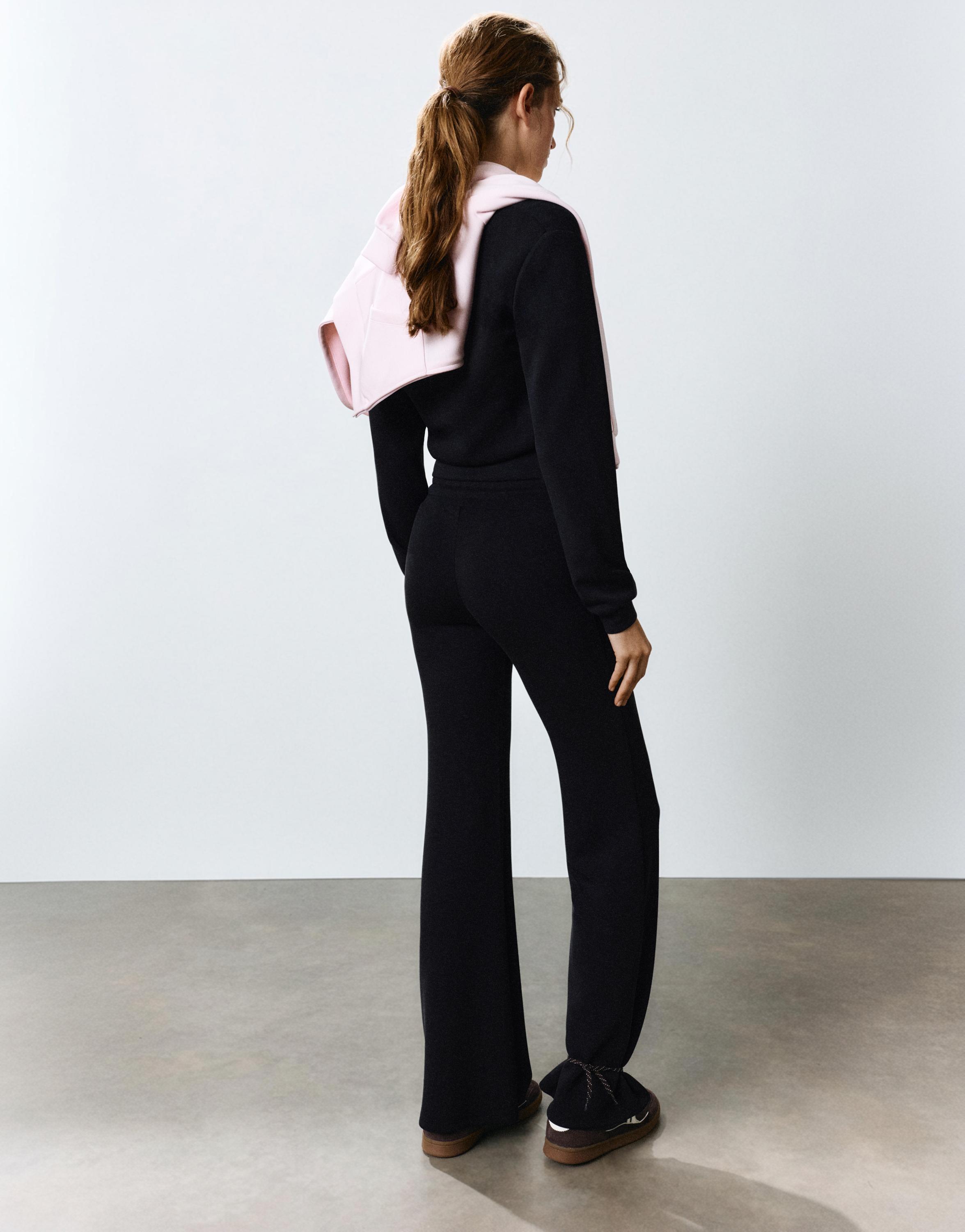 Modal flared trousers — Black