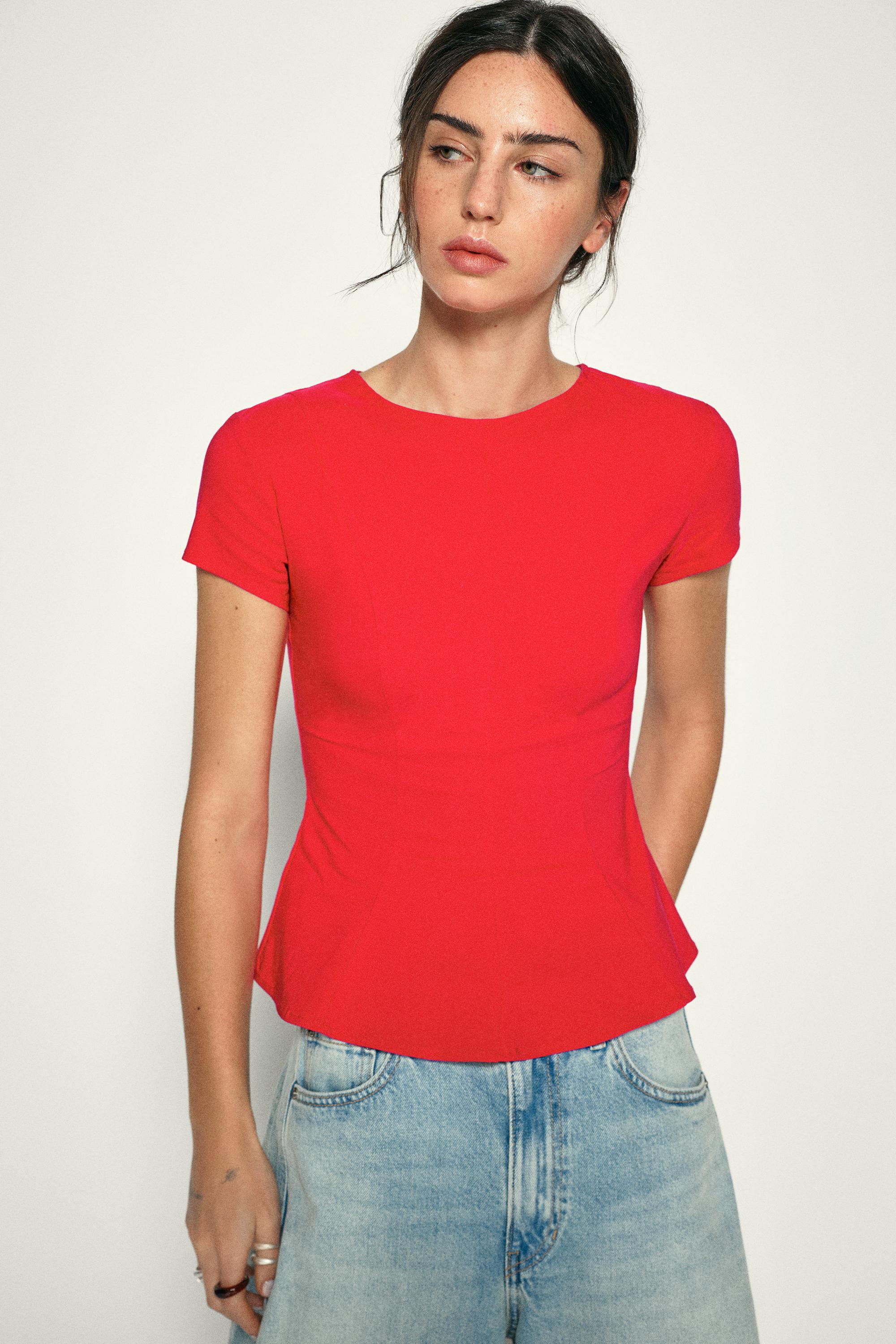 Peplum top — Red