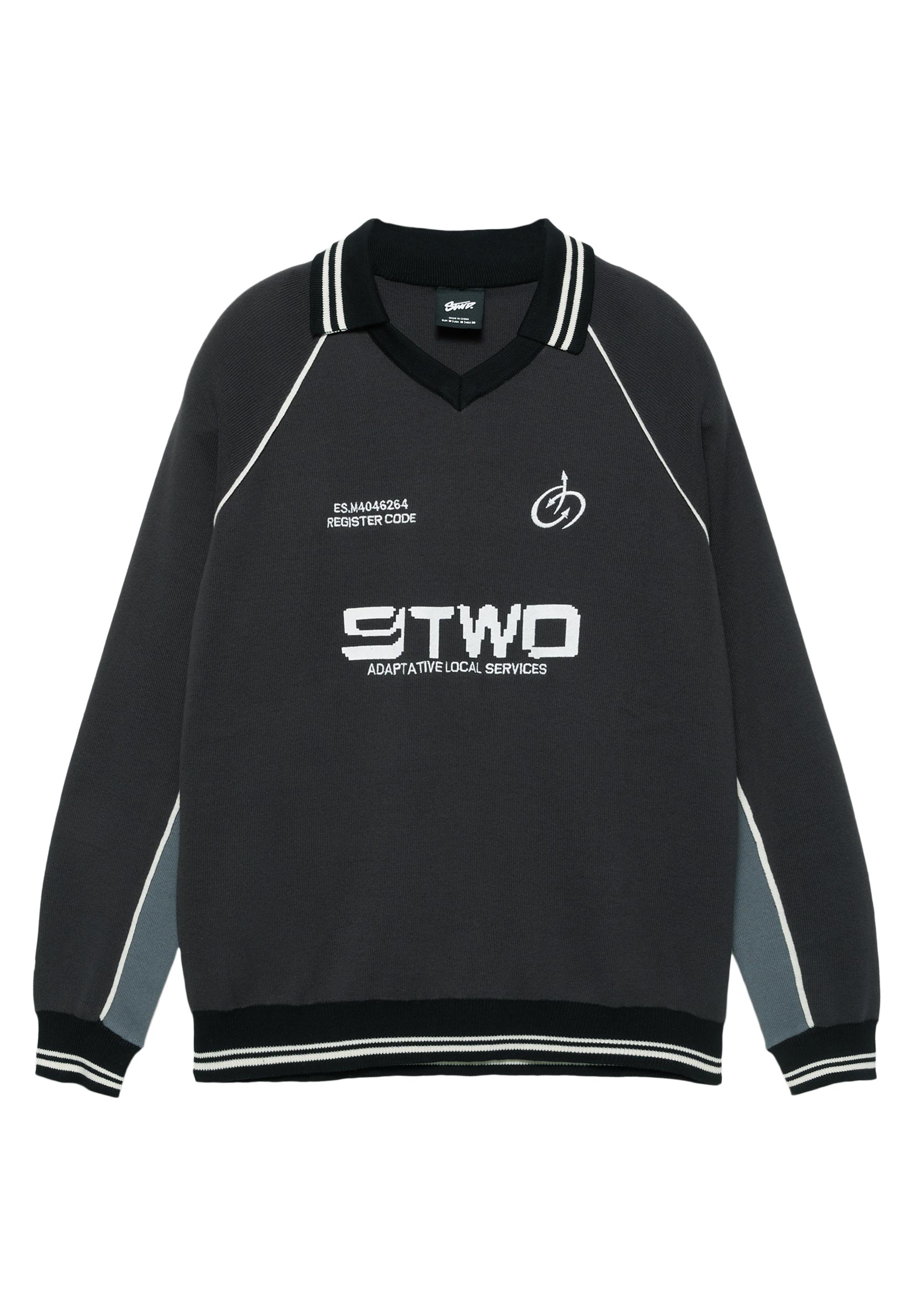 Long sleeve STWD polo shirt — Anthracite grey