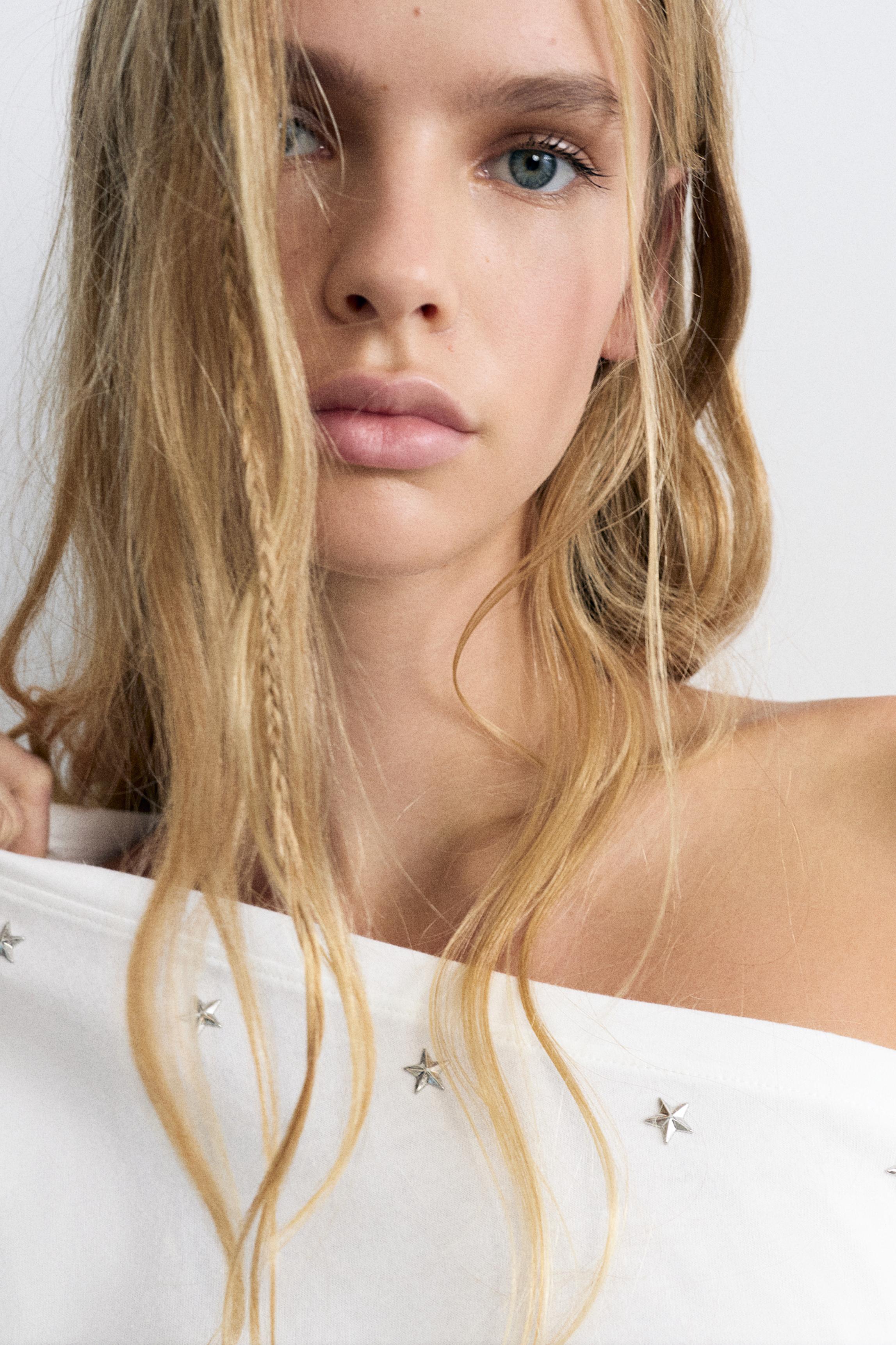Asymmetric star T-shirt — White