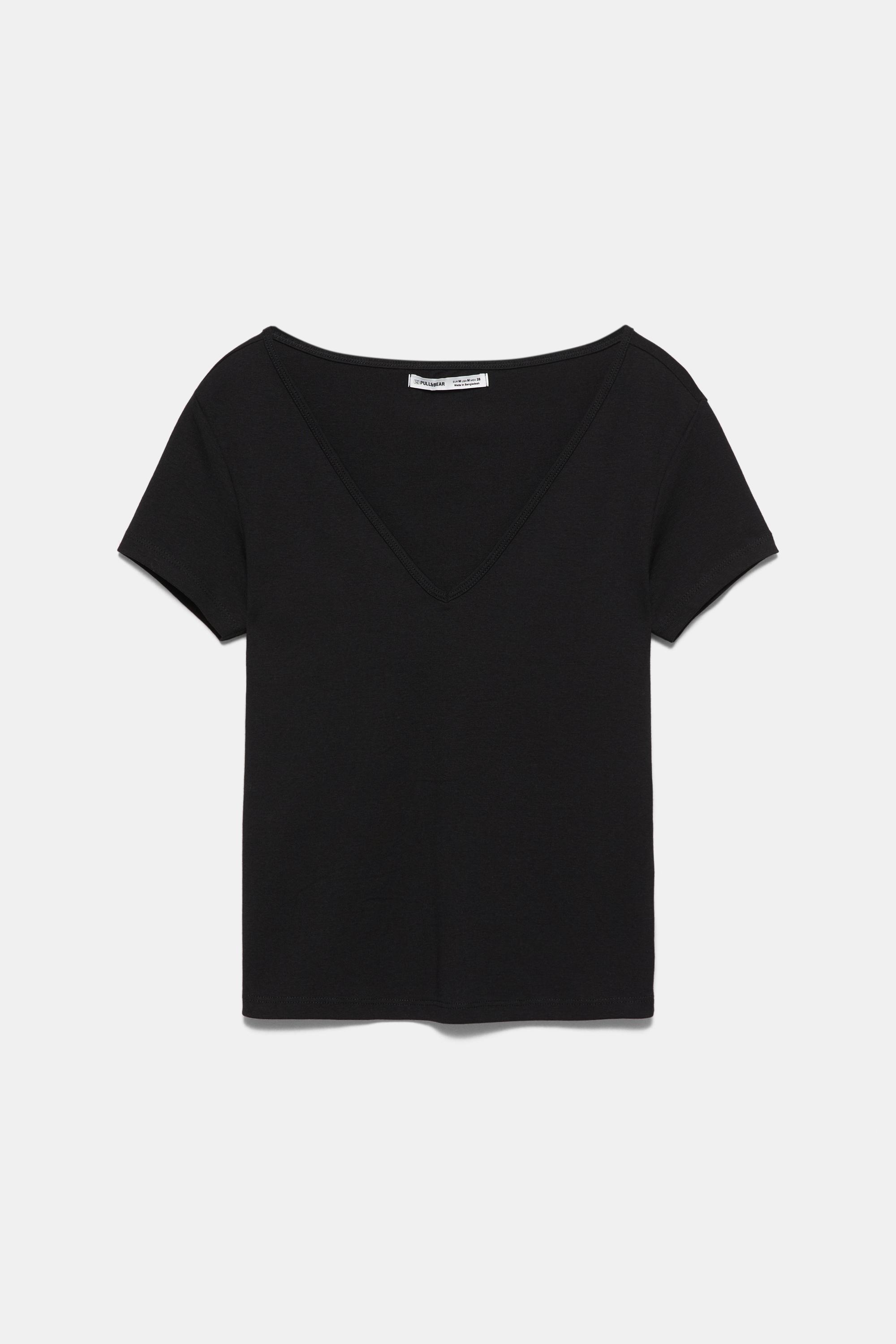 V-neck T-shirt — Black