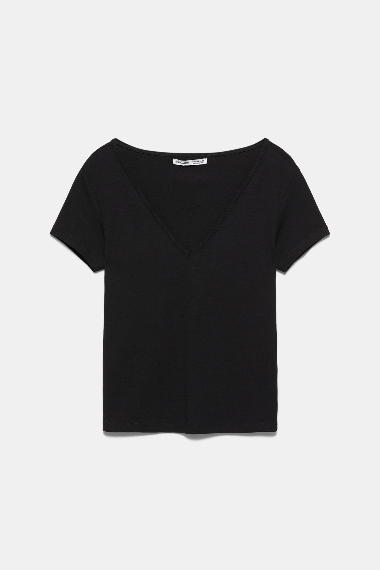 V-neck T-shirt — Black