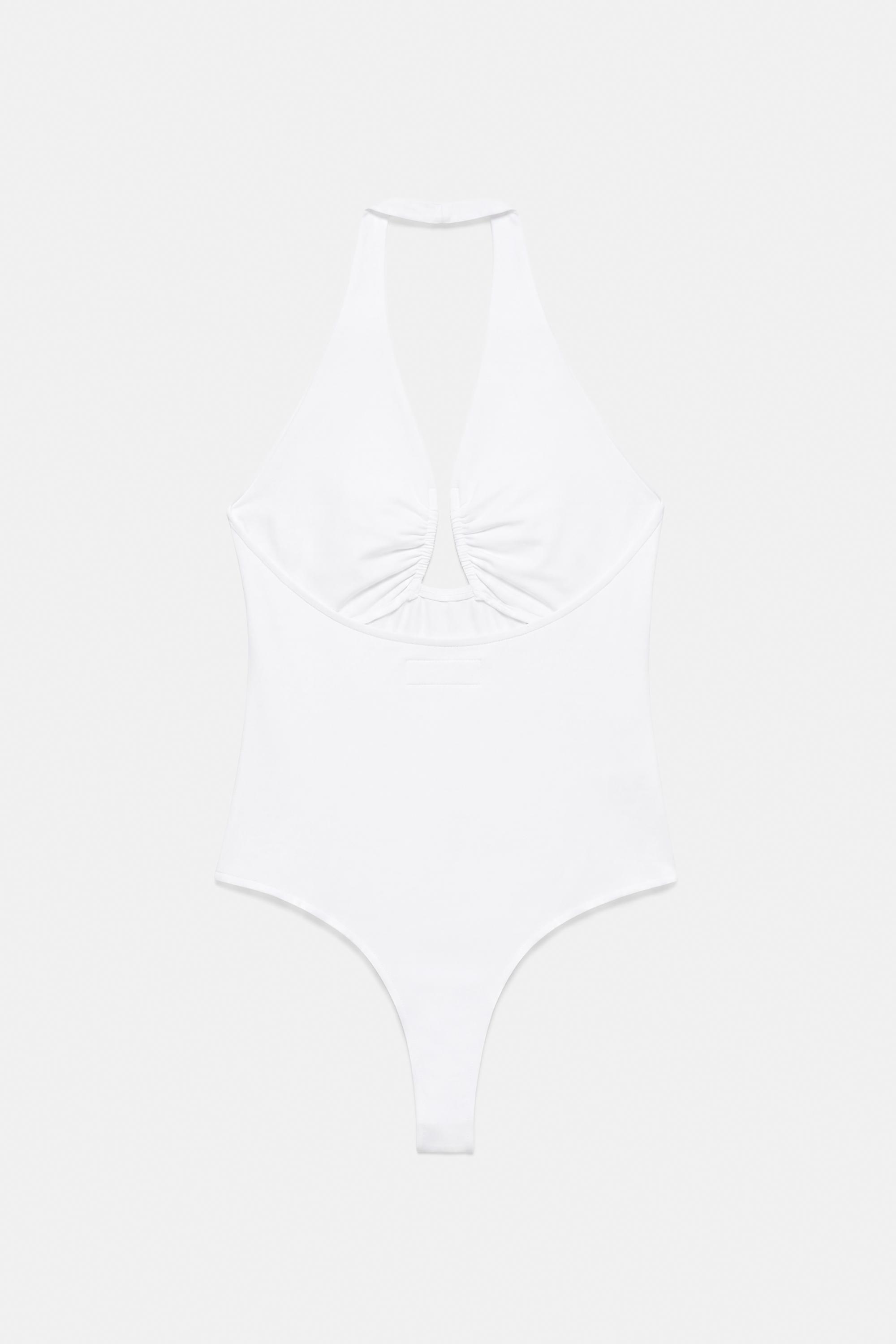 Gathered halterneck bodysuit — White