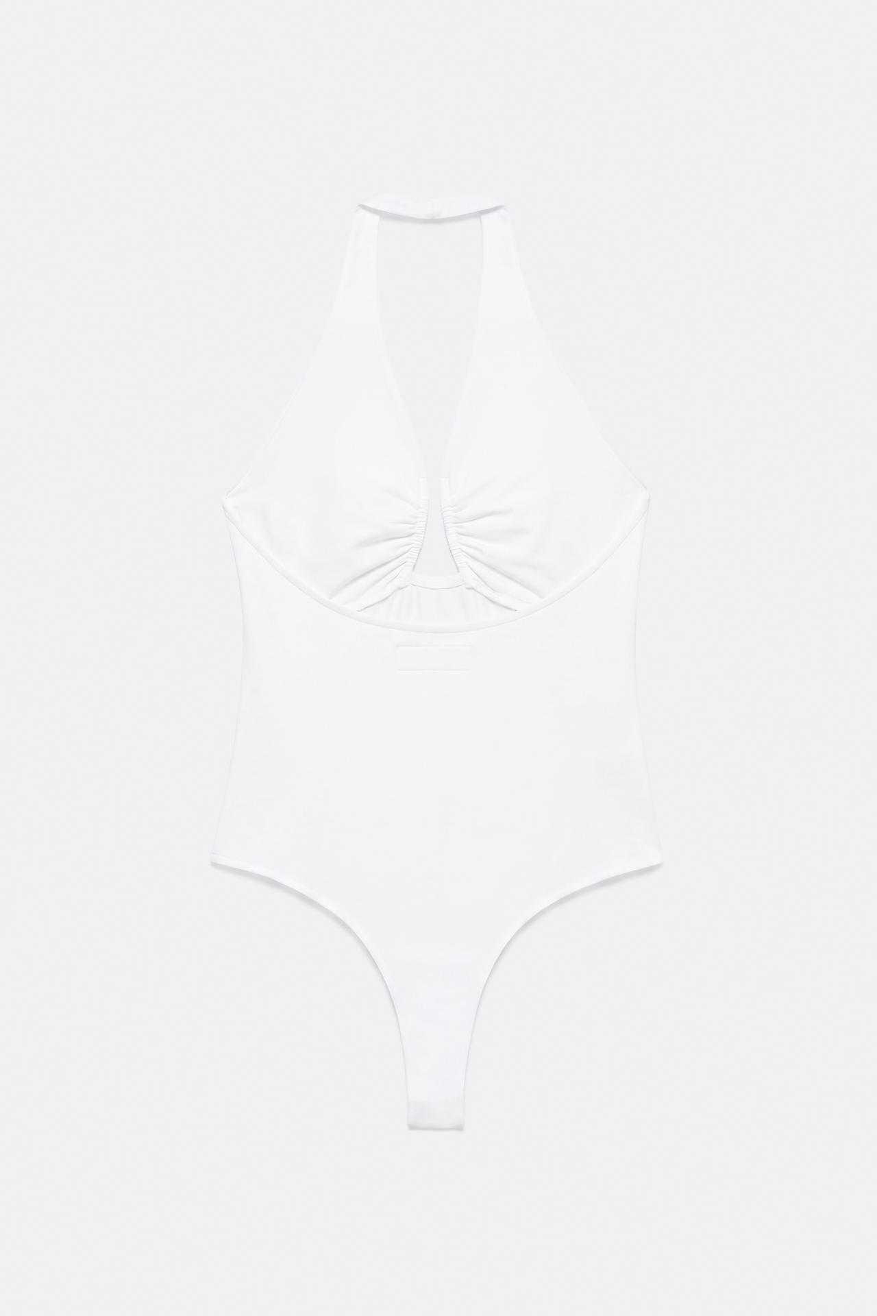 Gathered halterneck bodysuit — White