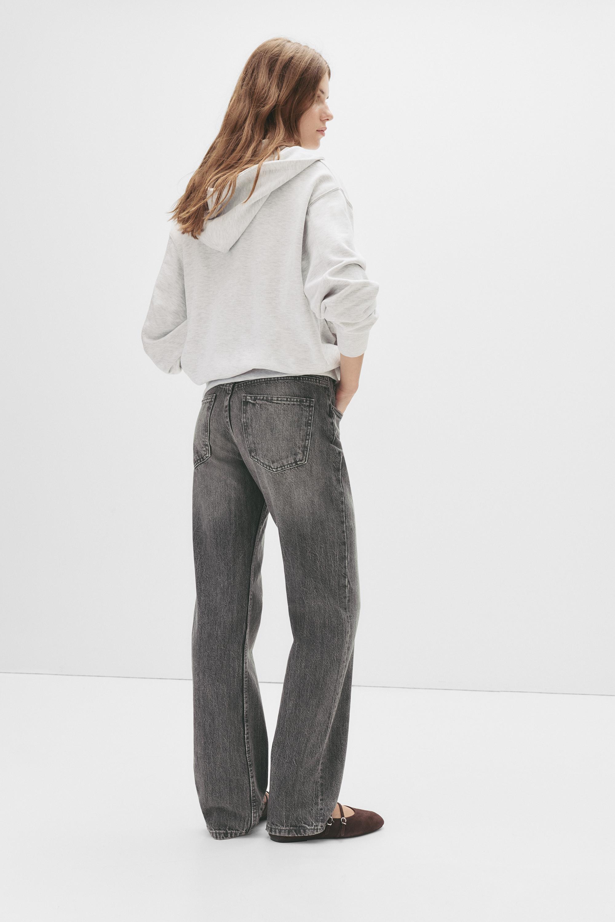 Mid-waist straight-leg jeans — Anthracite grey