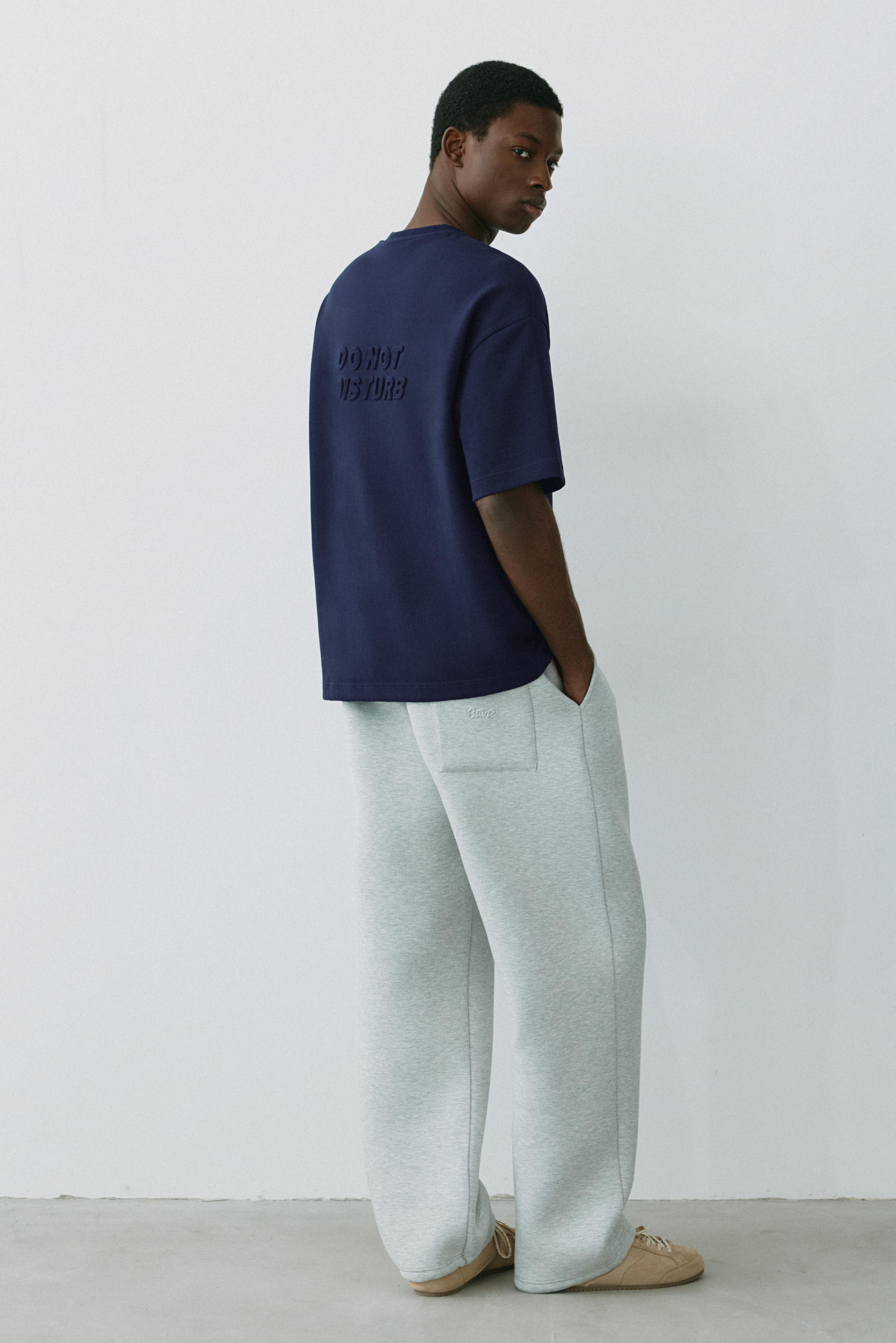Short sleeve raised graphic sweatshirt — Navy