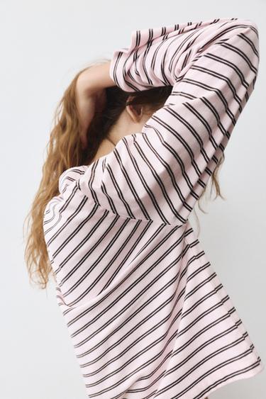 Boxy-fit long sleeve T-shirt — Striped 3