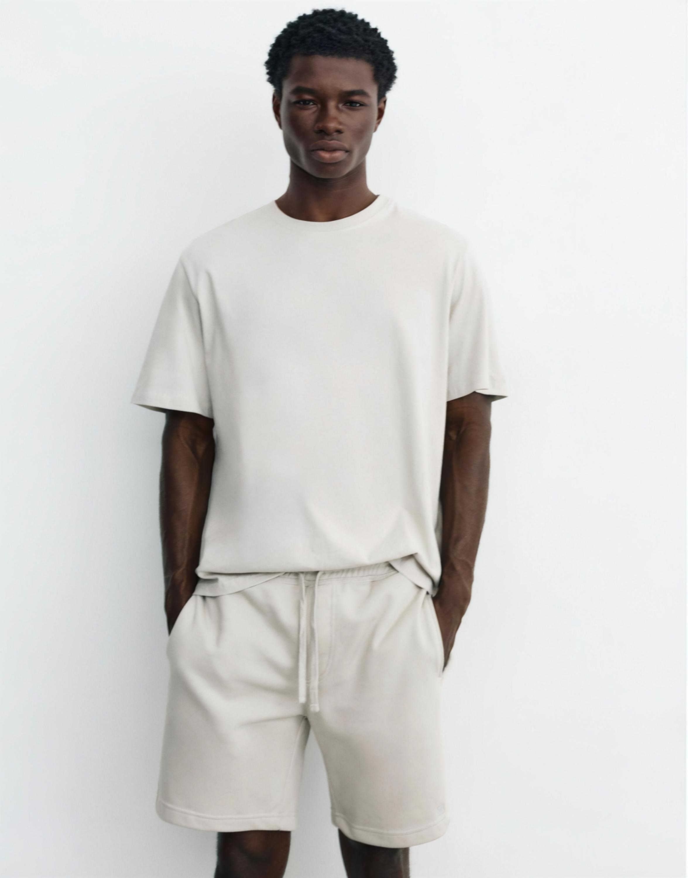 Pack of Bermuda jogger shorts and T-shirt — Ash