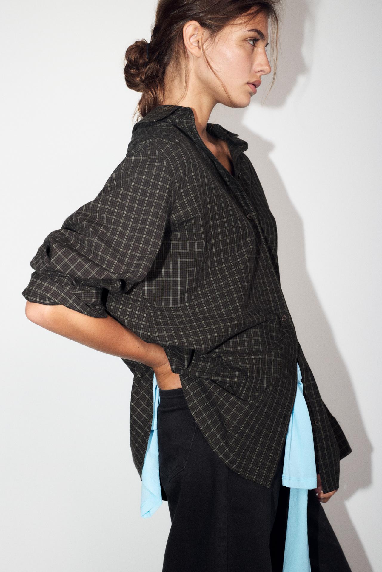 Oversize check shirt — Dark grey
