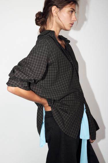 Oversize check shirt — Dark grey 3