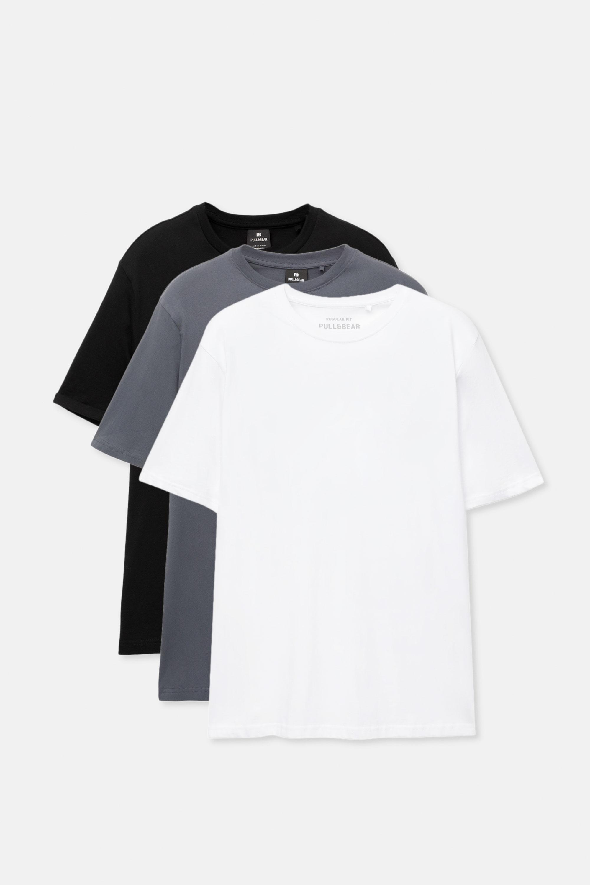 3-pack of short sleeve T-shirts — Bluish grey