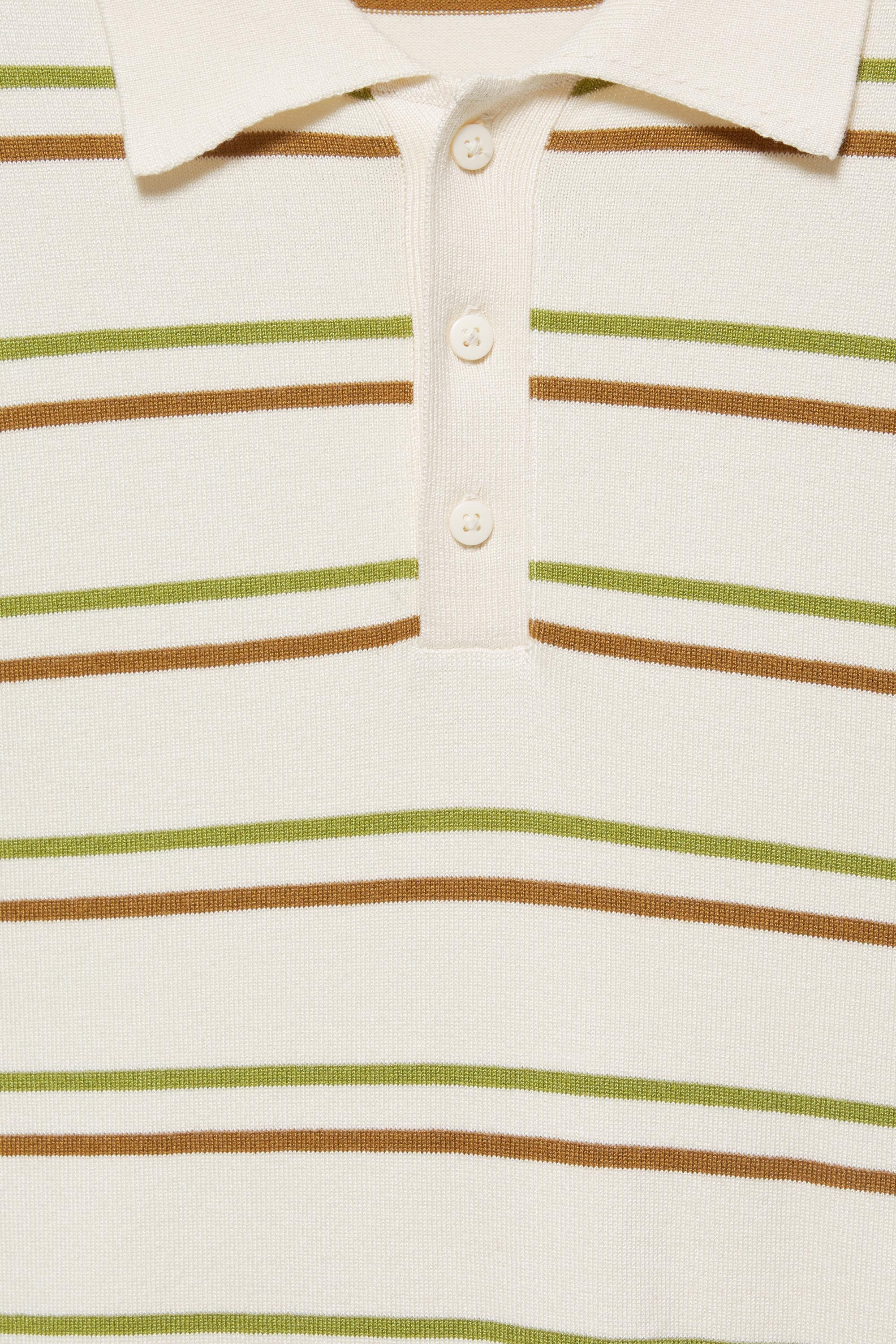 Short sleeve striped polo shirt — Sand