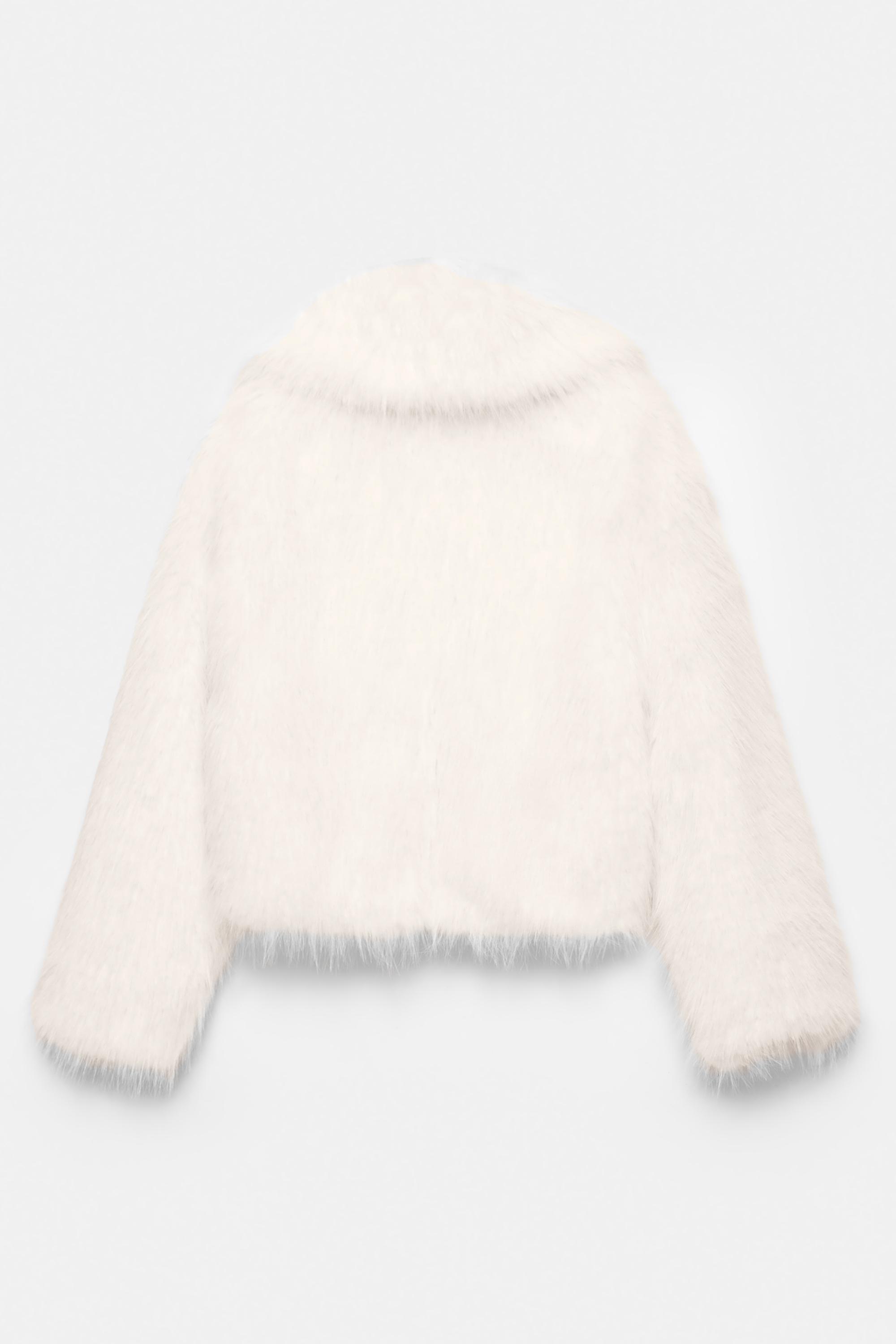 Beyaz suni kürk ceket - Görsel 14