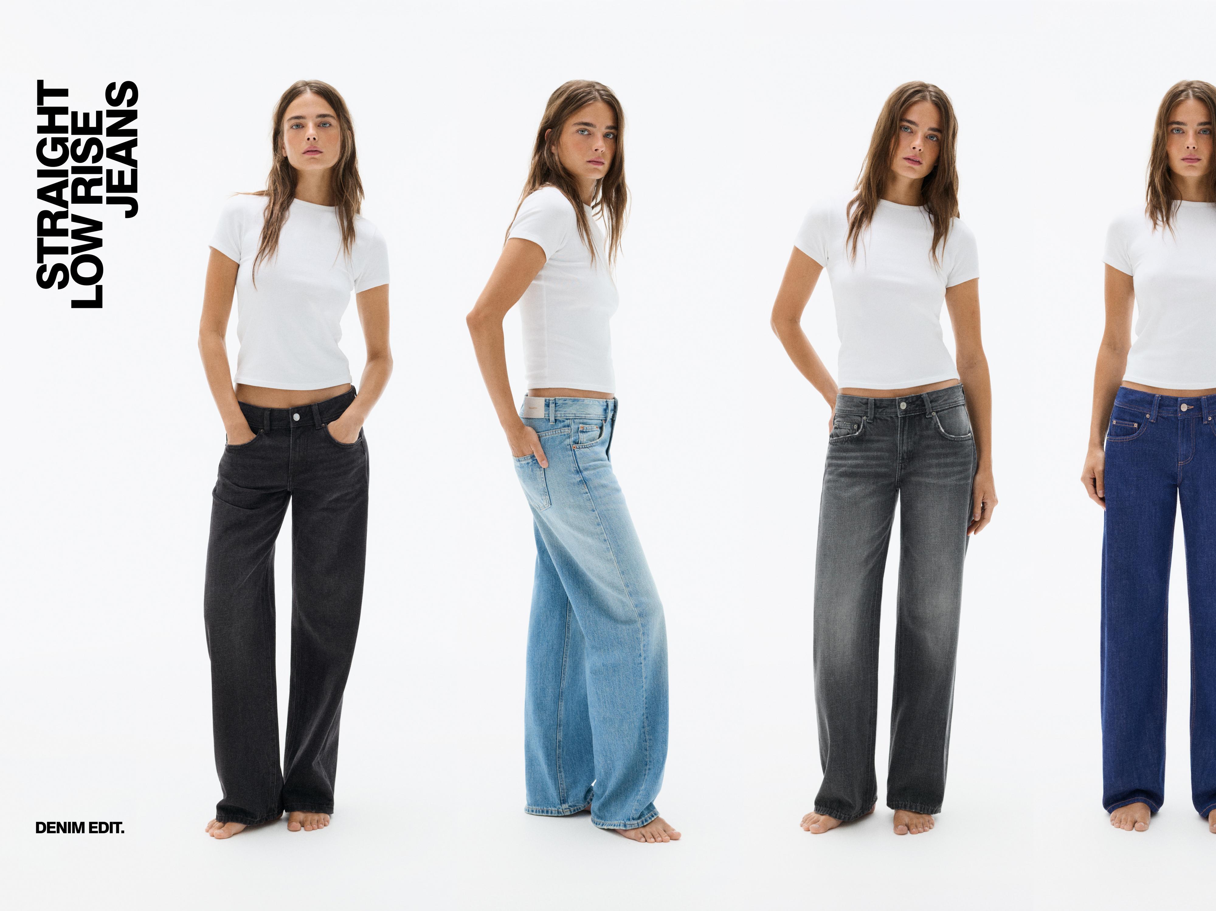 Low-rise straight-leg jeans — Grey