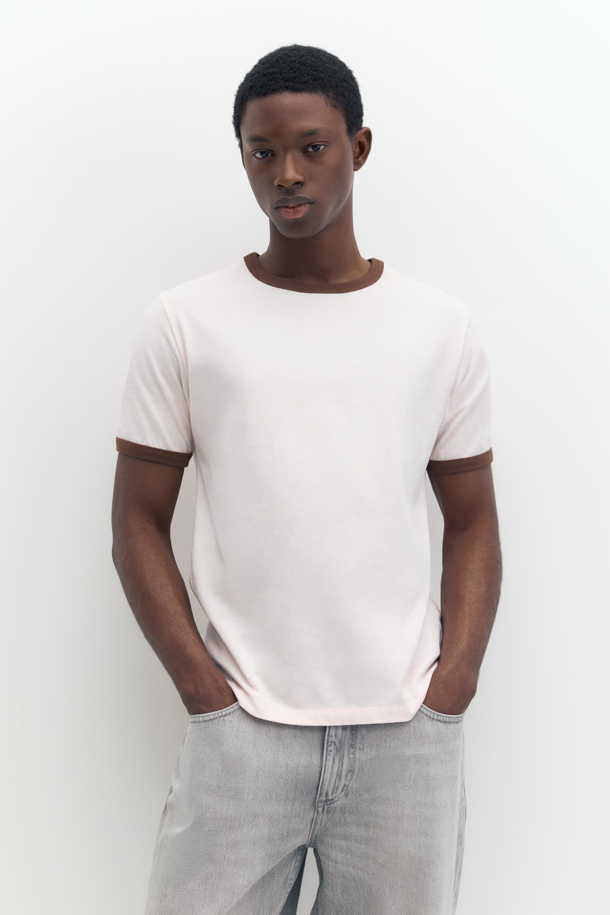 Contrast trim T-shirt — Pink
