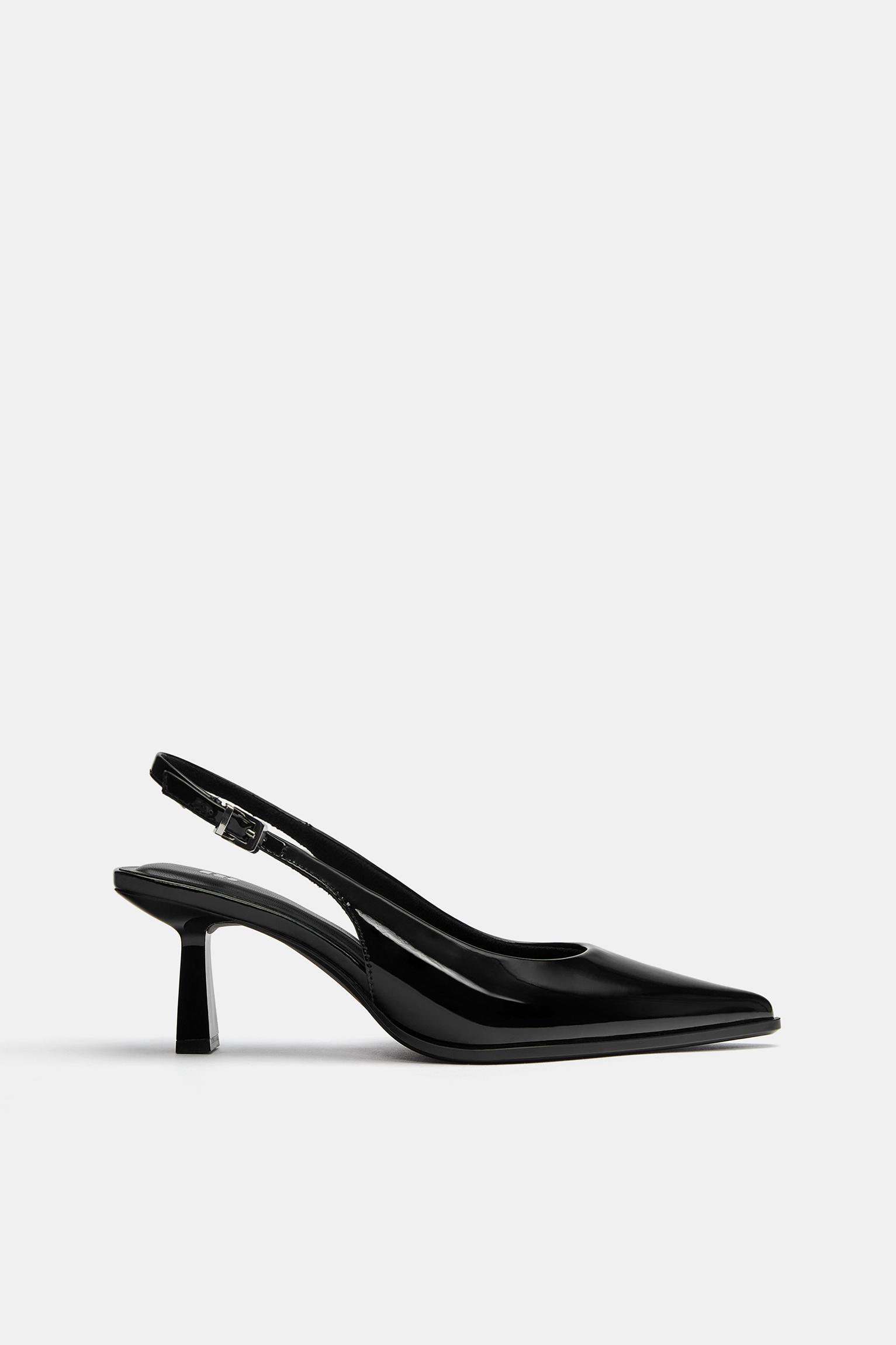 Patent slingback heels — Black