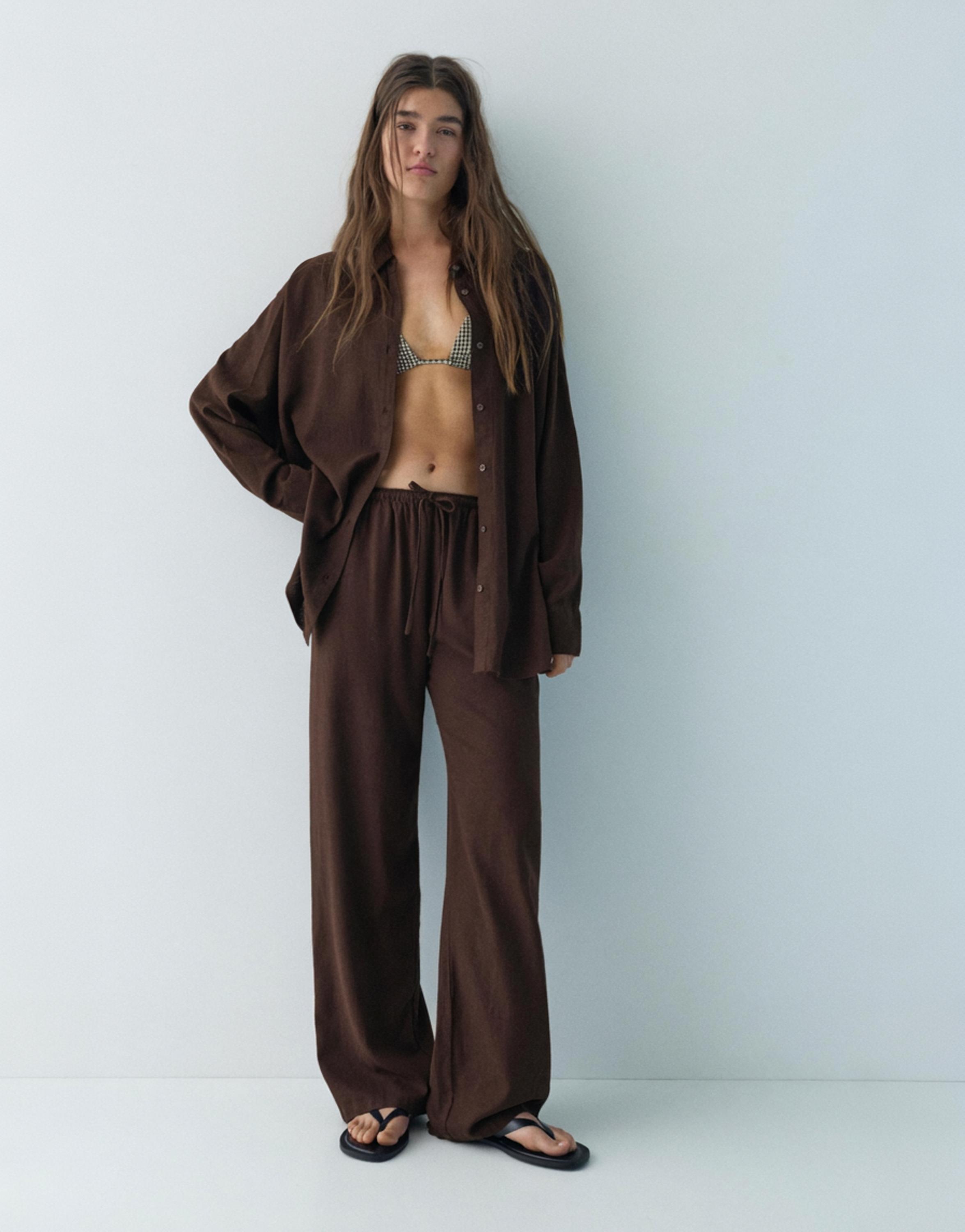 Ketenli rustik gömlek - Görsel 44